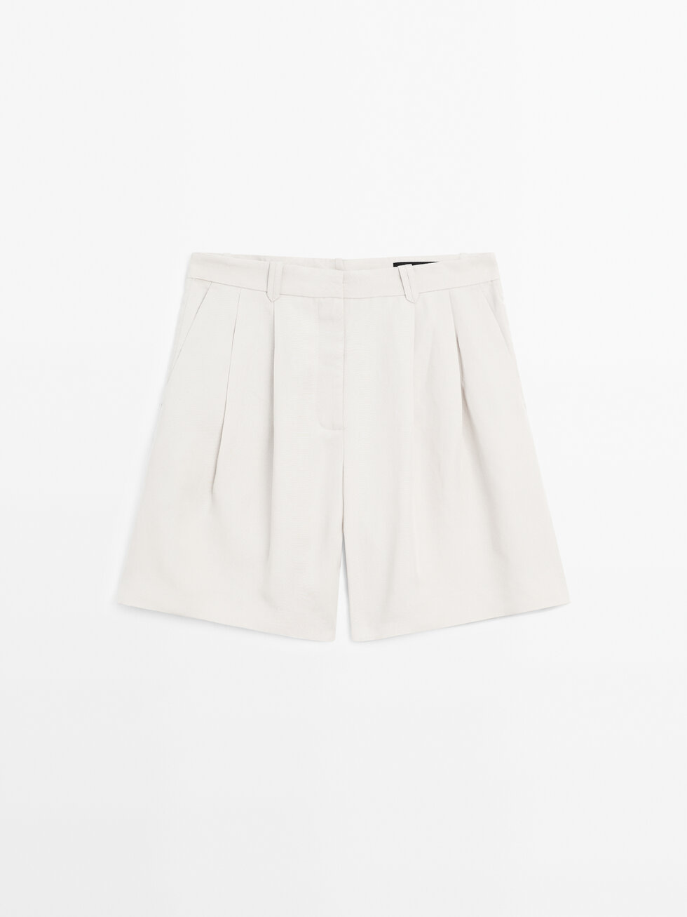 Linnenmix bermuda met plooien van Tencel™