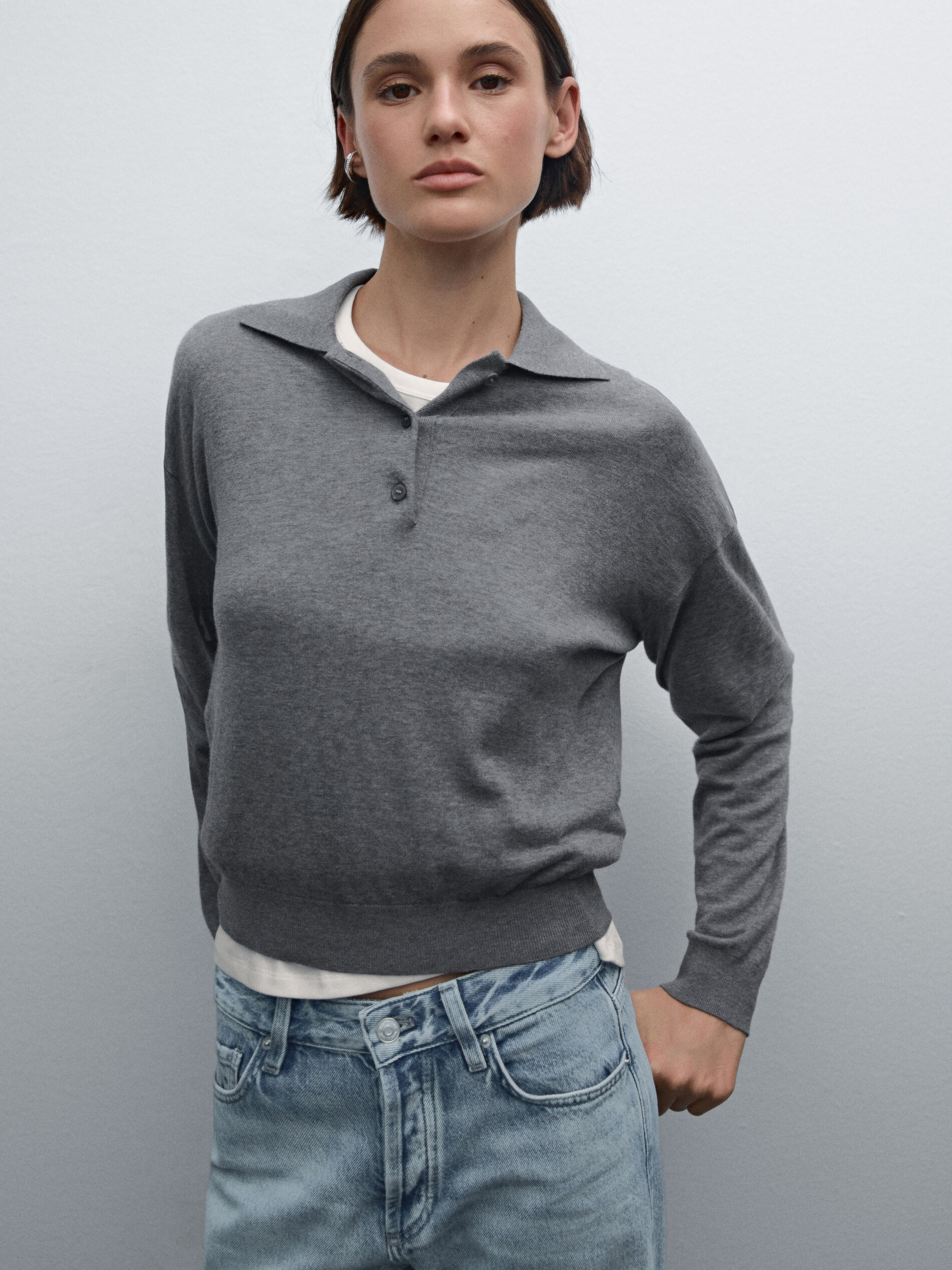 Jean Large Mid-Rise - Bleu Clair - 44 - Massimo Dutti - Femme