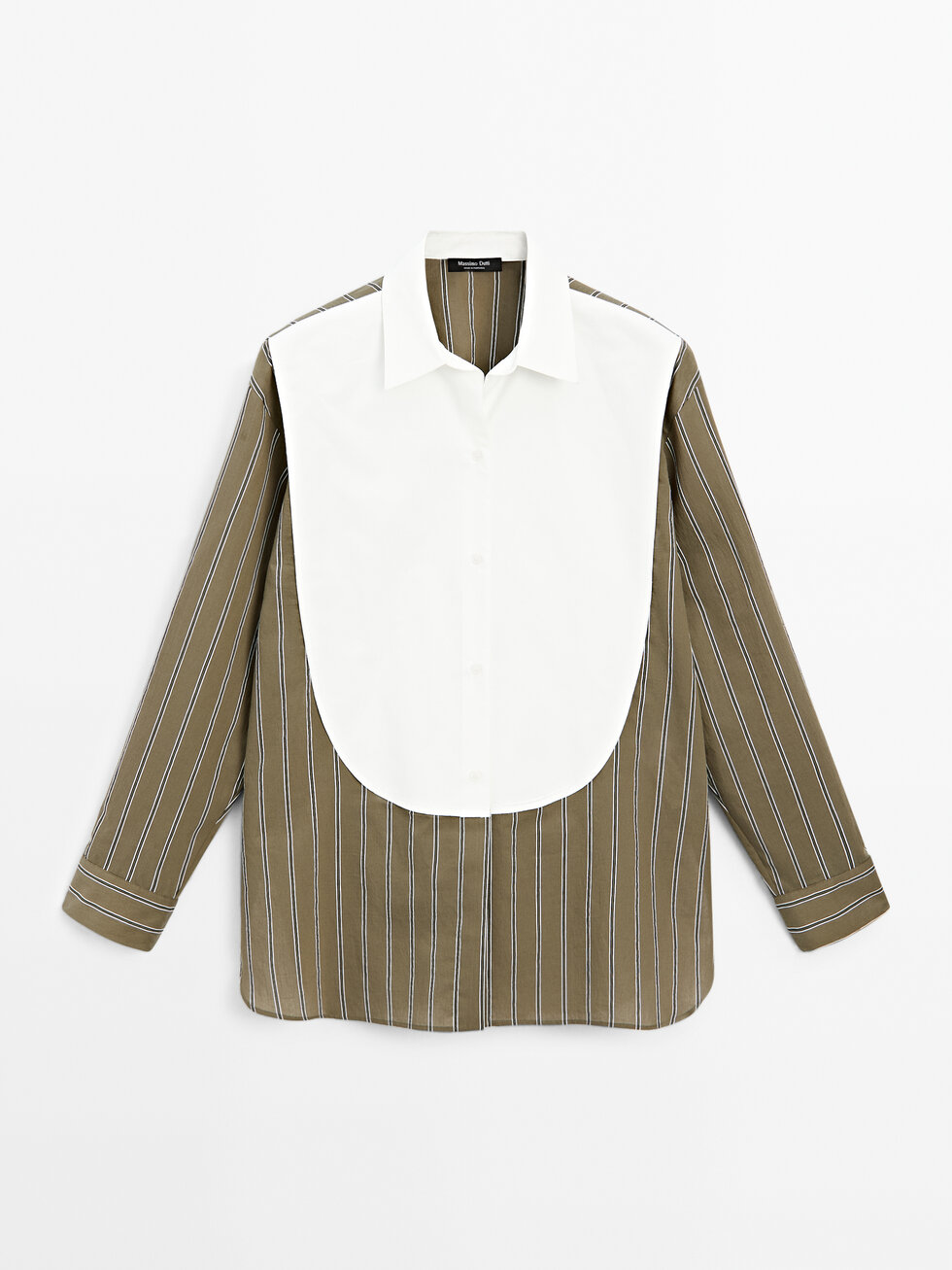 Cotton blend striped chest shirt