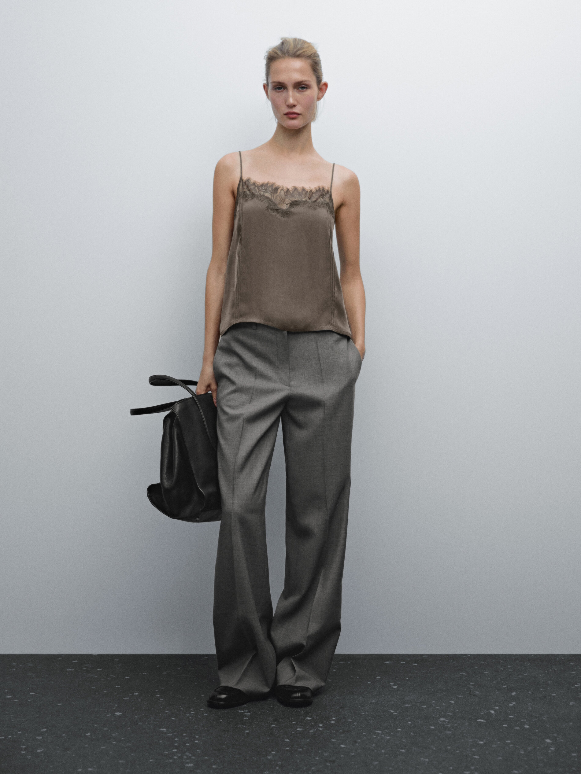 Top À Bretelles Style Nuisette - Vert - M - Massimo Dutti - Femme
