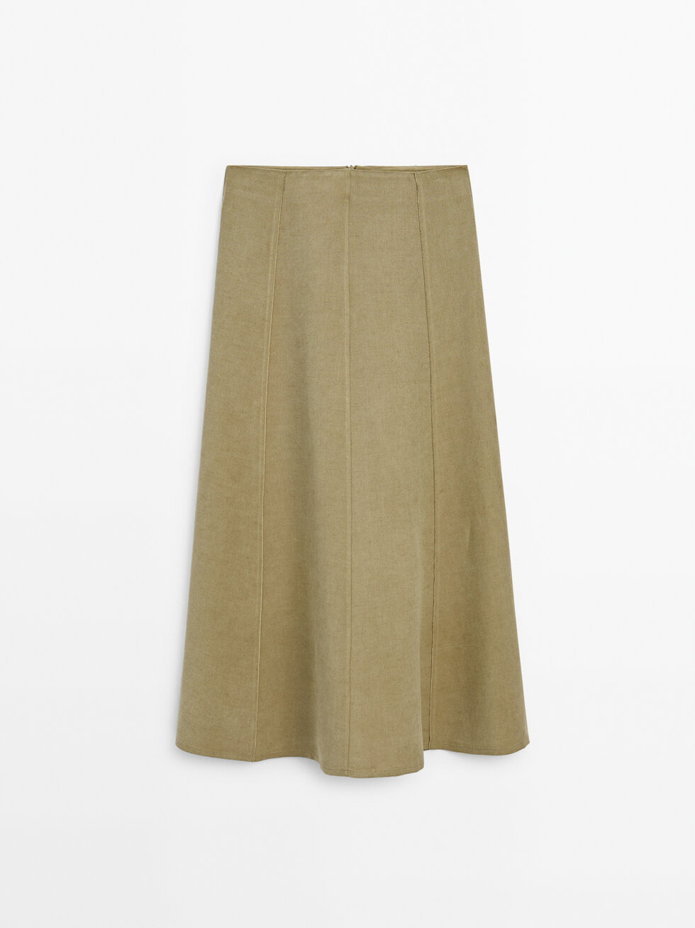 Jupe midi avec lin et coutures apparentes
