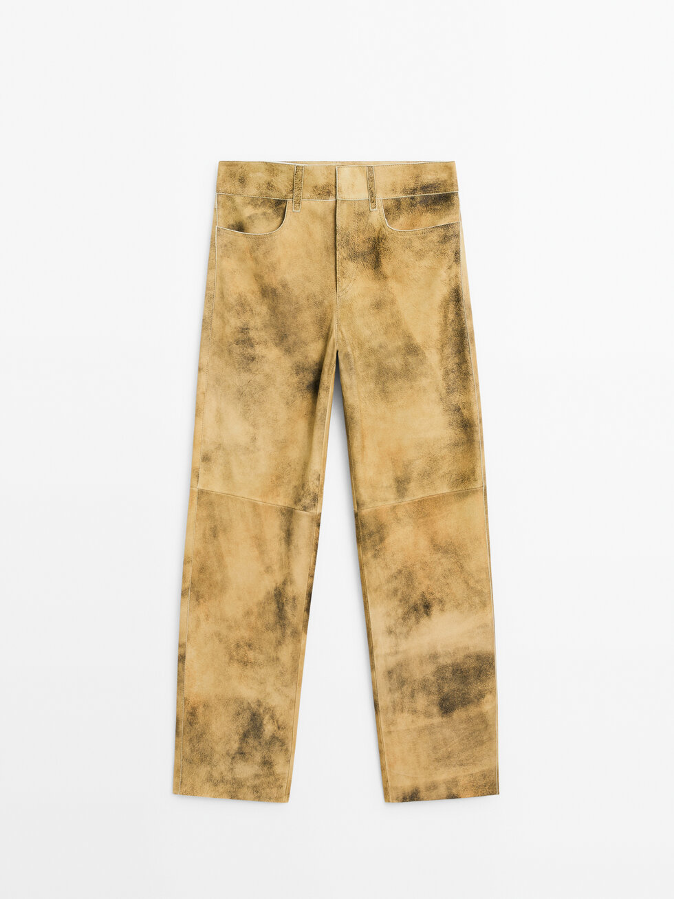 Worn effect suede leather trousers · Beige · Skirts