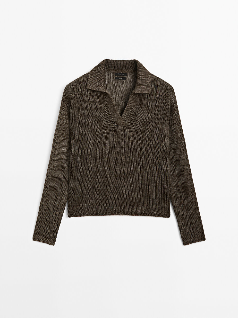 Pull en maille 100 % lin à col polo