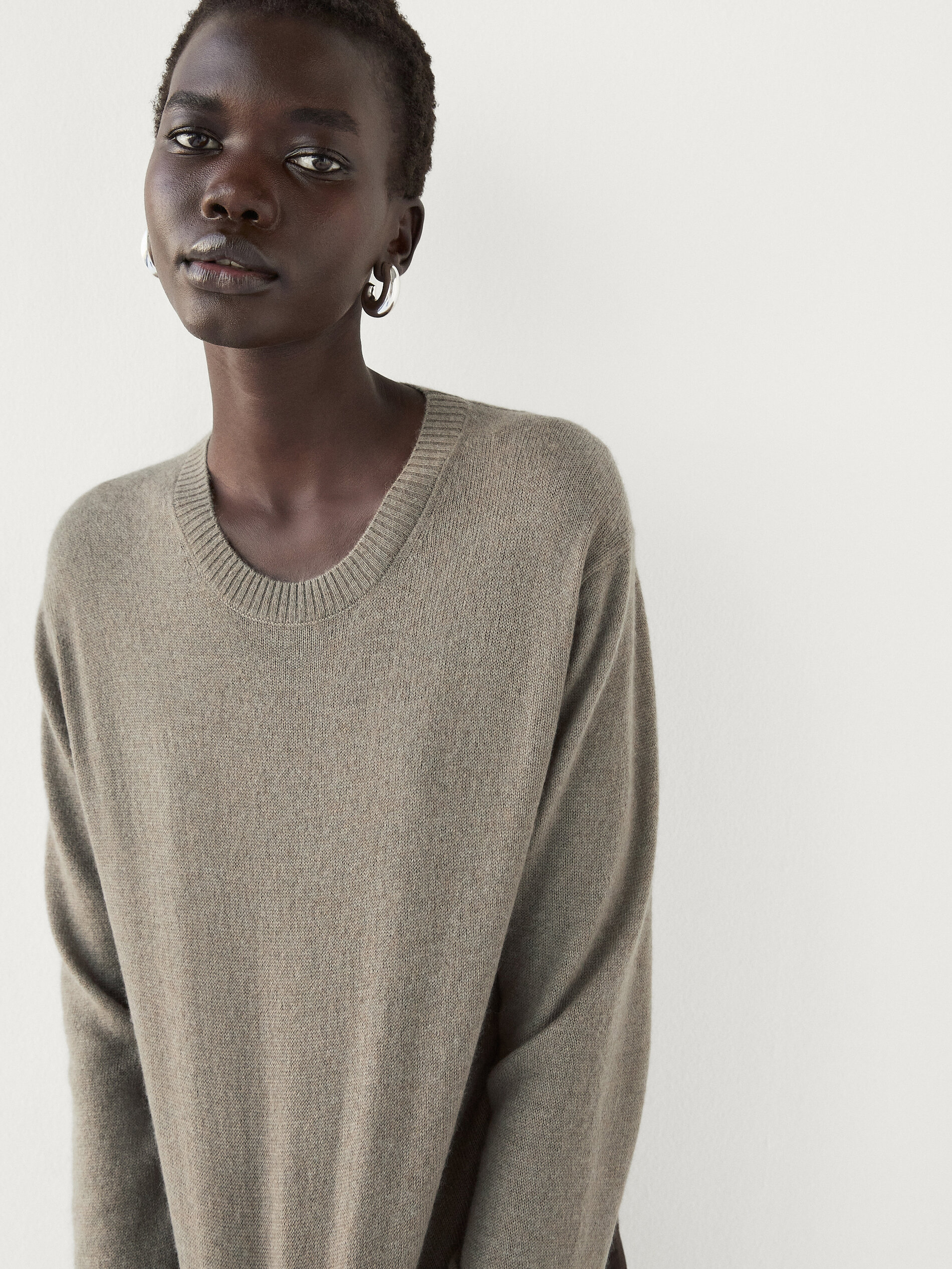 Pull En Maille 100 % Cachemire - Verdâtre - M - Massimo Dutti - Femme