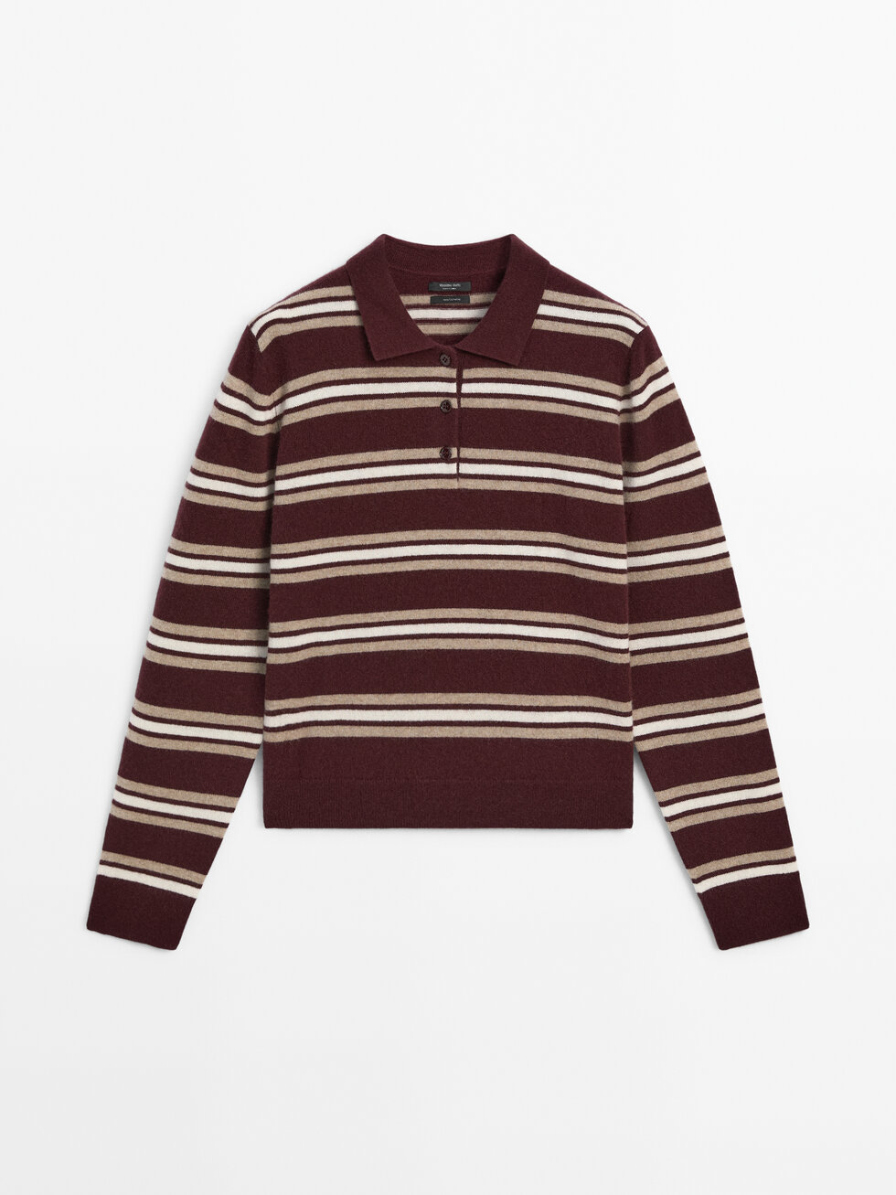 Jersey polo punto rayas 100% cashmere