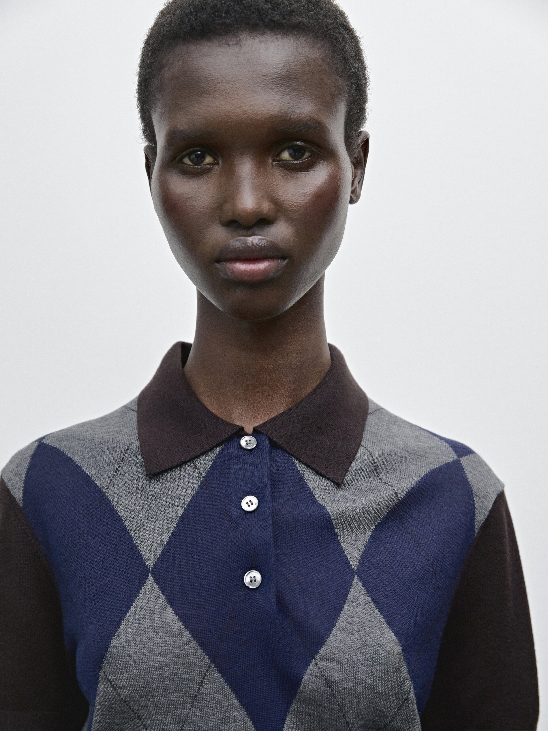 Pull À Manches Courtes En Maille De Laine Et Soie Mélangées - Chocolat - L - Massimo Dutti - Femme