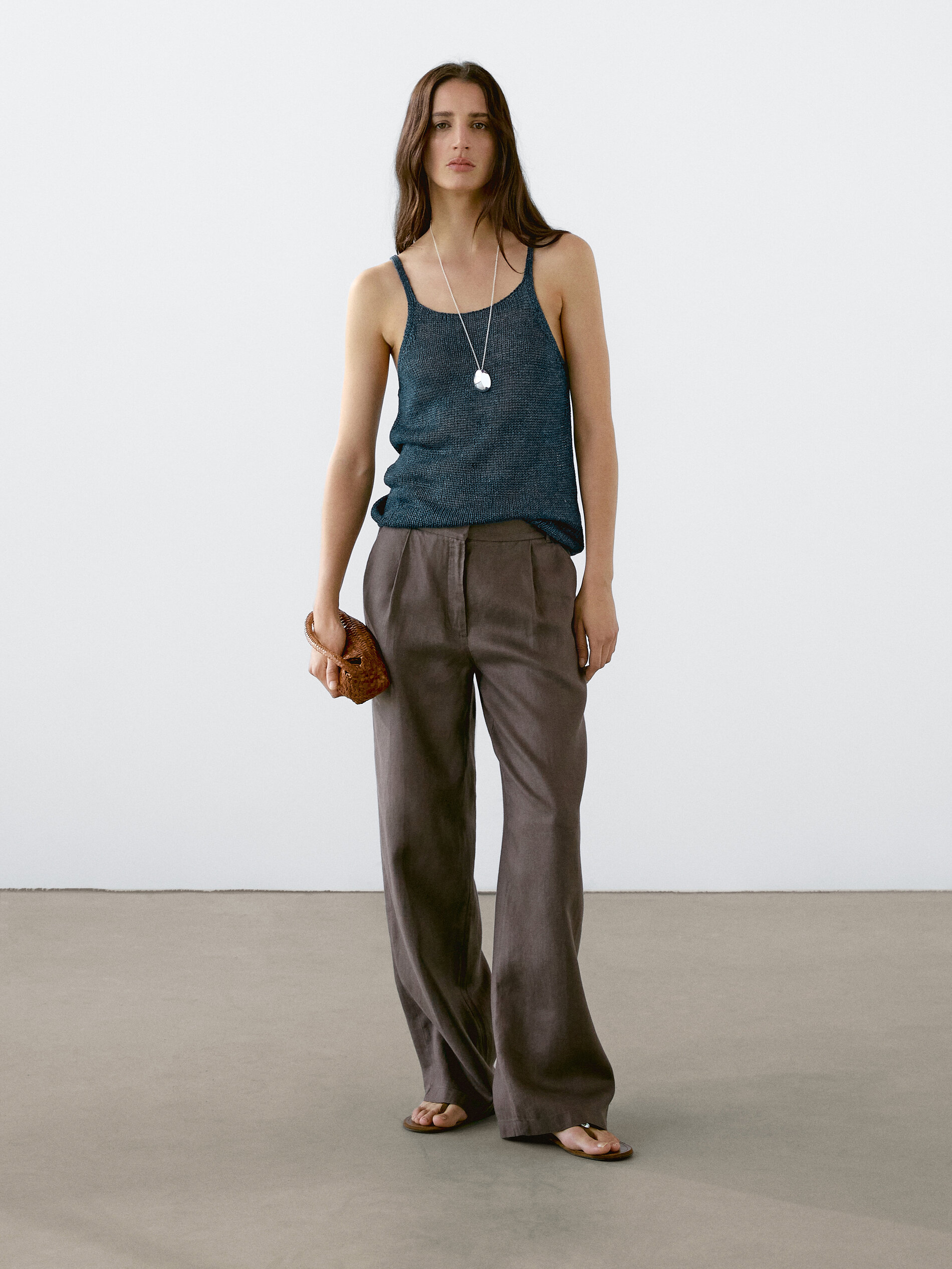 Top En Maille À Encolure Américaine - Bleu Fort - S - Massimo Dutti - Femme