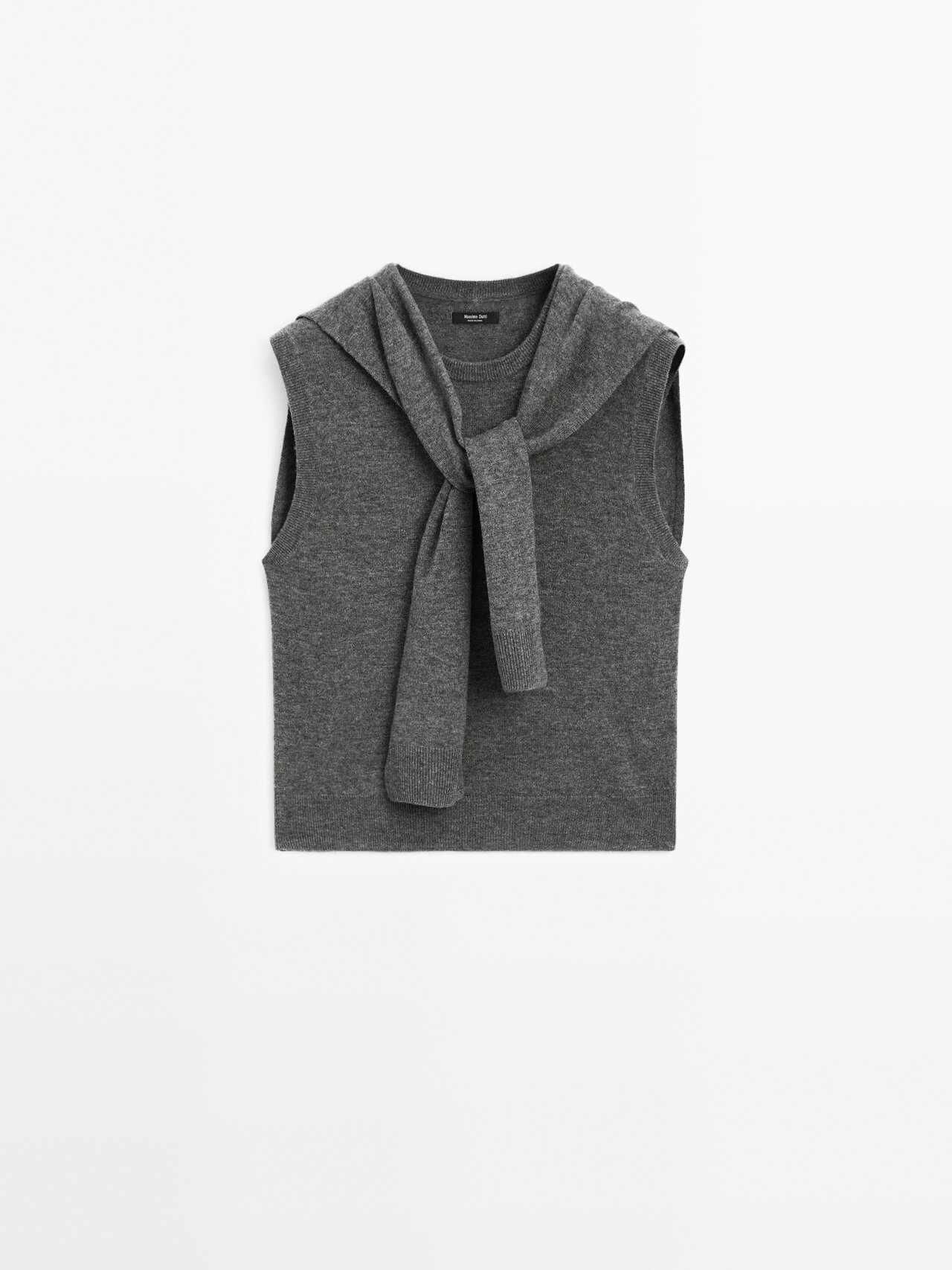 Massimo Dutti - Dame - Slipover I Uldblanding Med Trøje - Grå - M