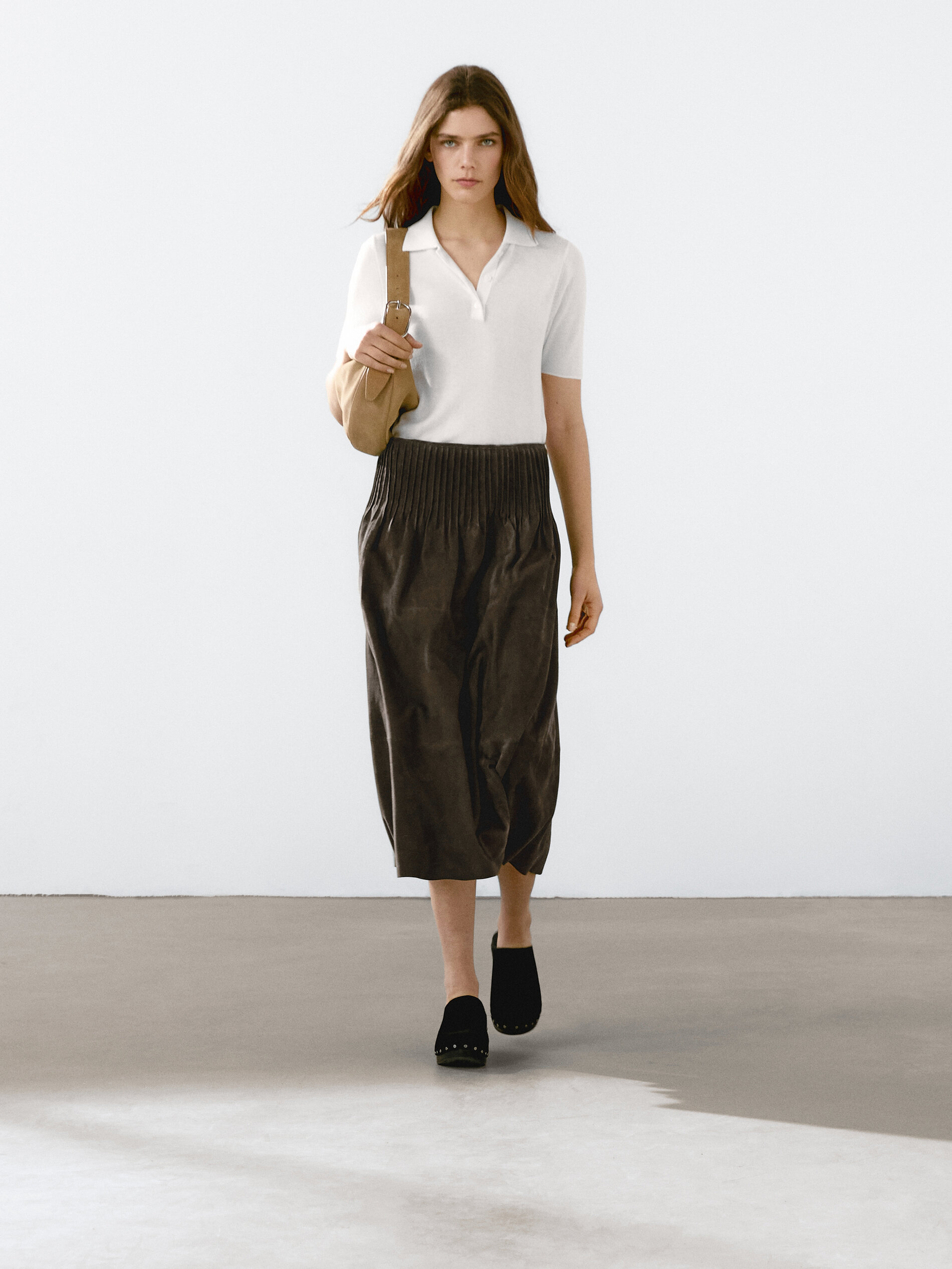 Polo En Maille De Coton Mélangé - Blanc - M - Massimo Dutti - Femme