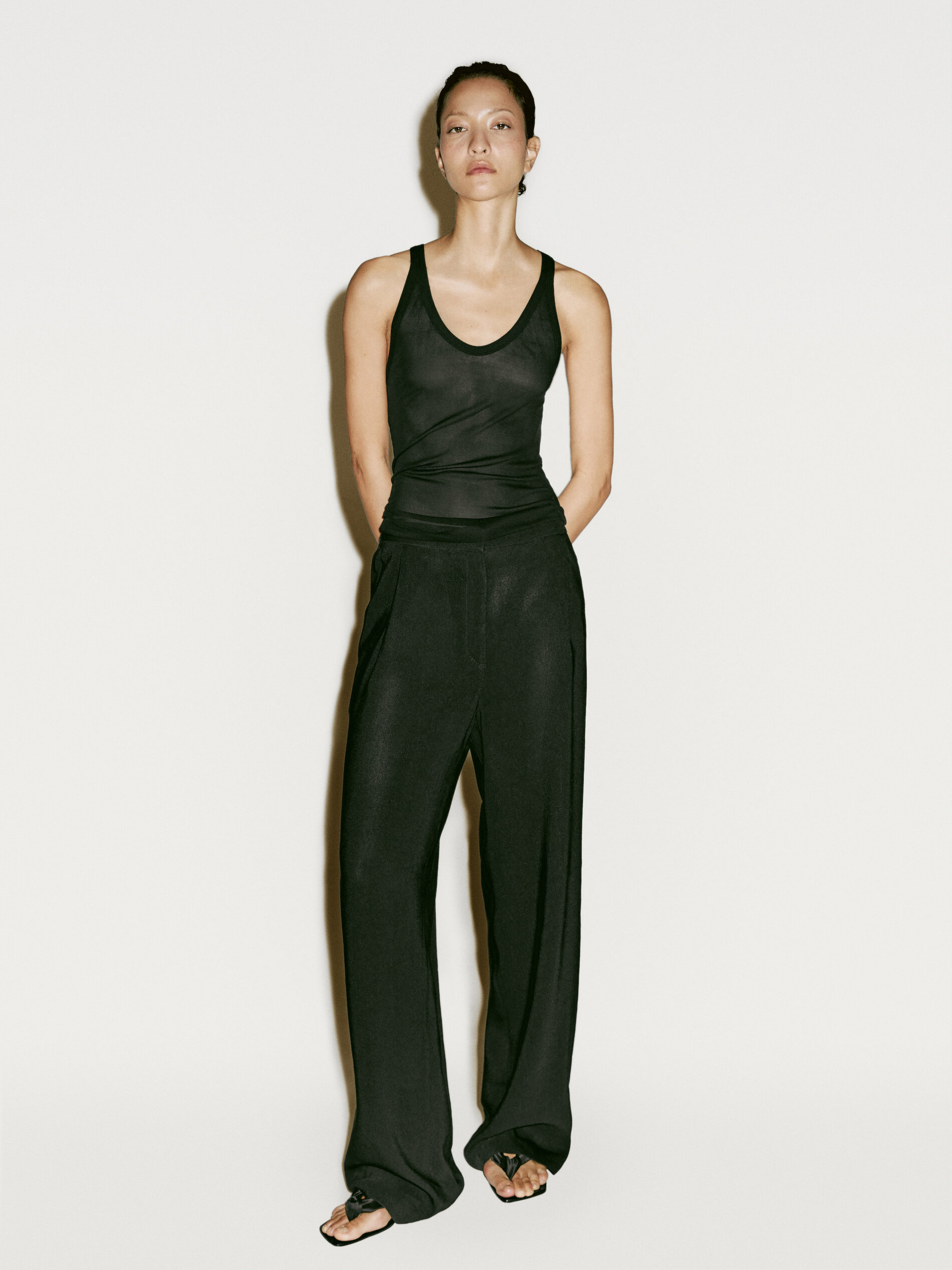 Top À Bretelles 100 % Soie De Mûrier - Limited Edition - Noir - Xs - Massimo Dutti - Femme