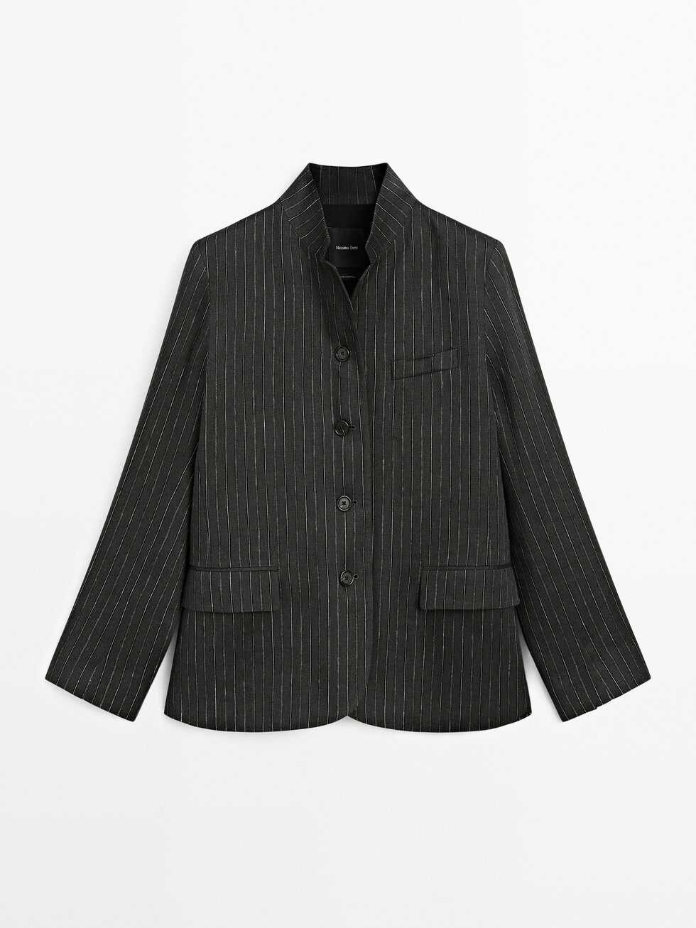 Linen blend pinstripe blazer