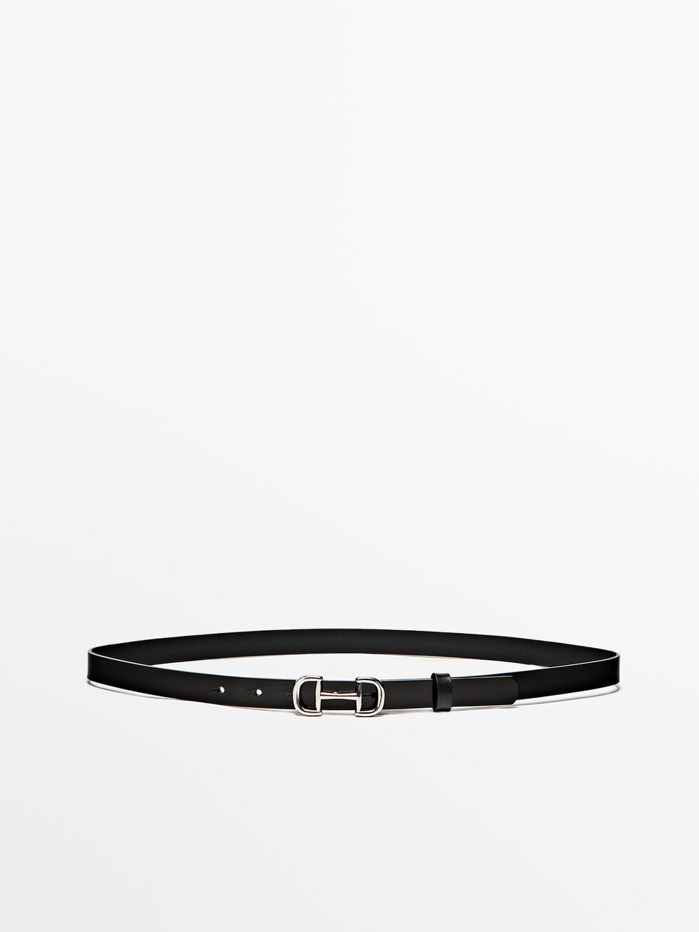 Leather belt with double buckle