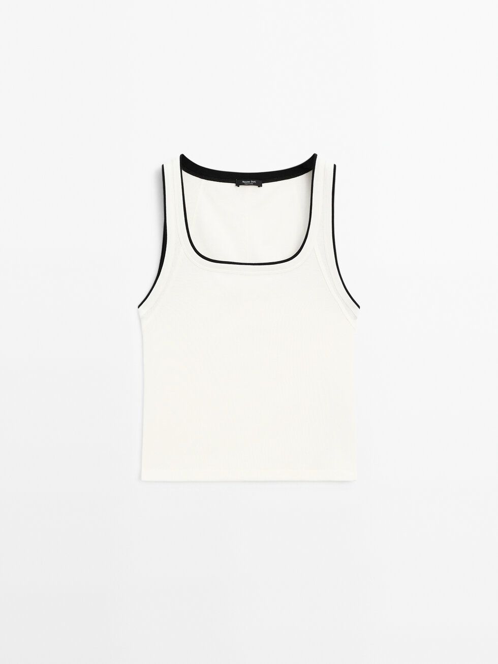 T-shirt bord-côte contrastant en coton