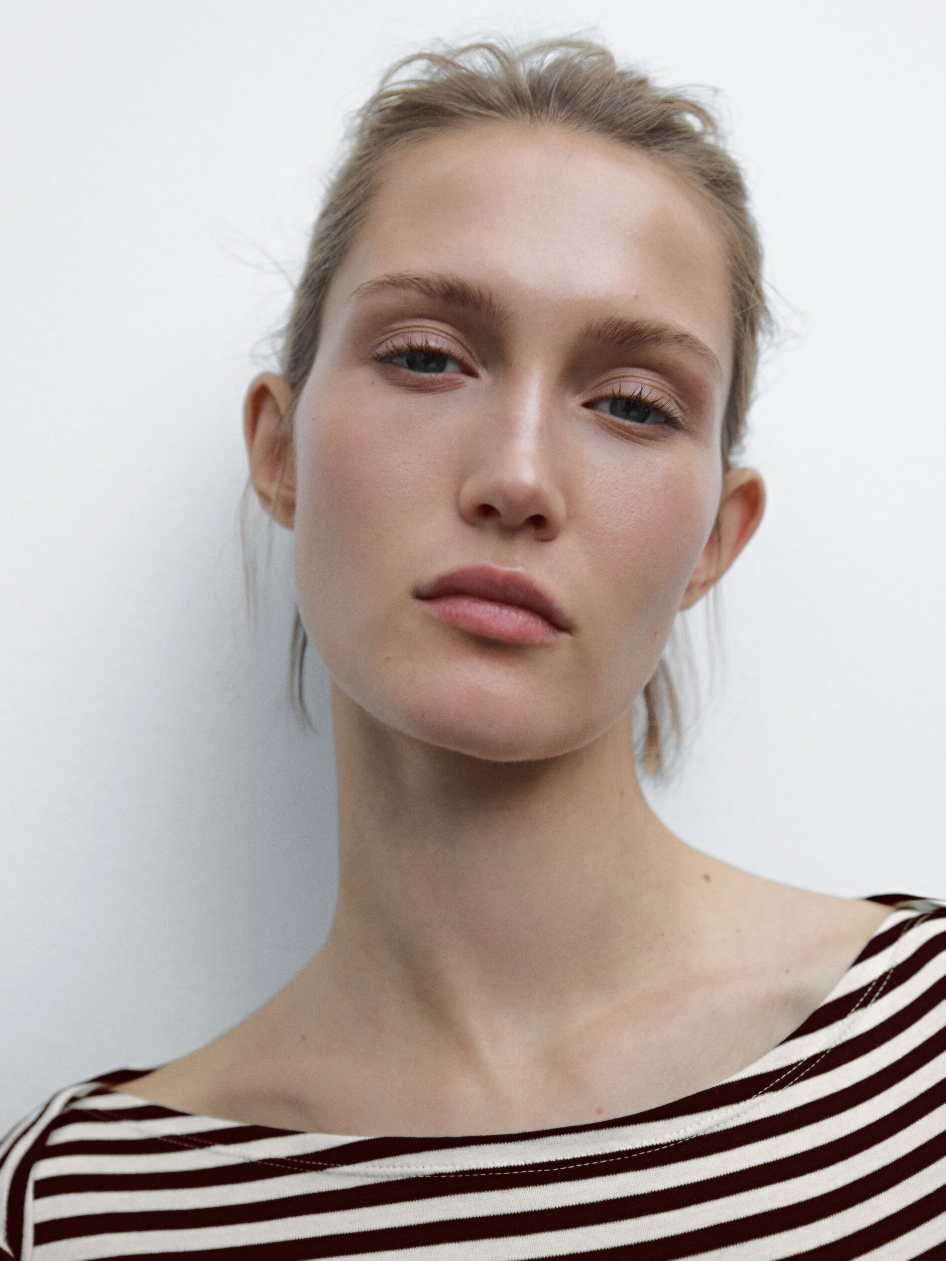 T-Shirt Épaule Croisée À Rayures - Marron - Xl - Massimo Dutti - Femme