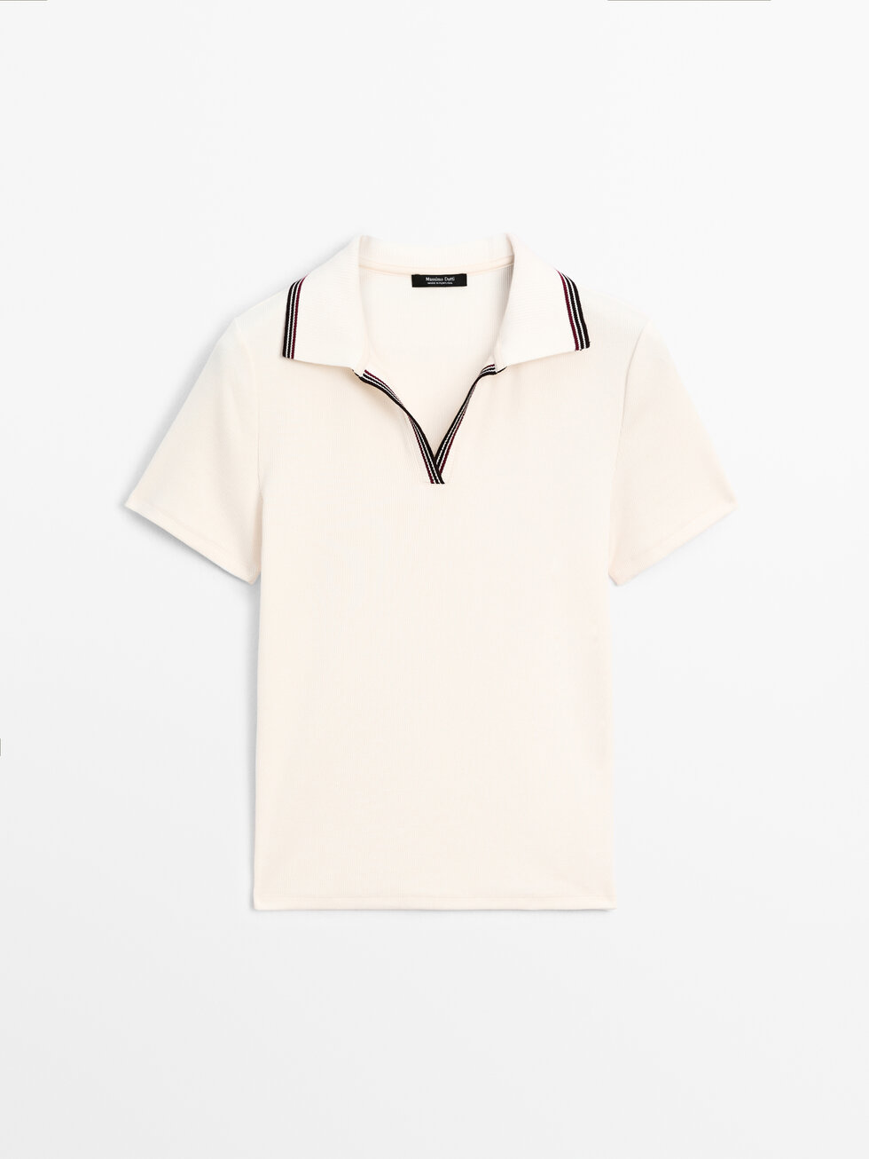 Short sleeve knit polo shirt with contrast ribbed trims