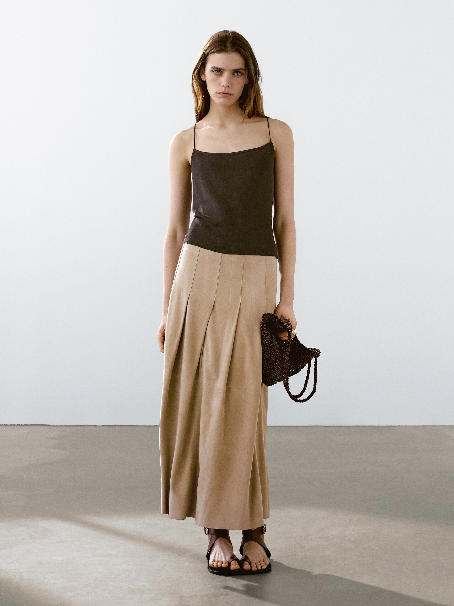 Top Bretelles Fines Texturé - Marron - Xl - Massimo Dutti - Femme