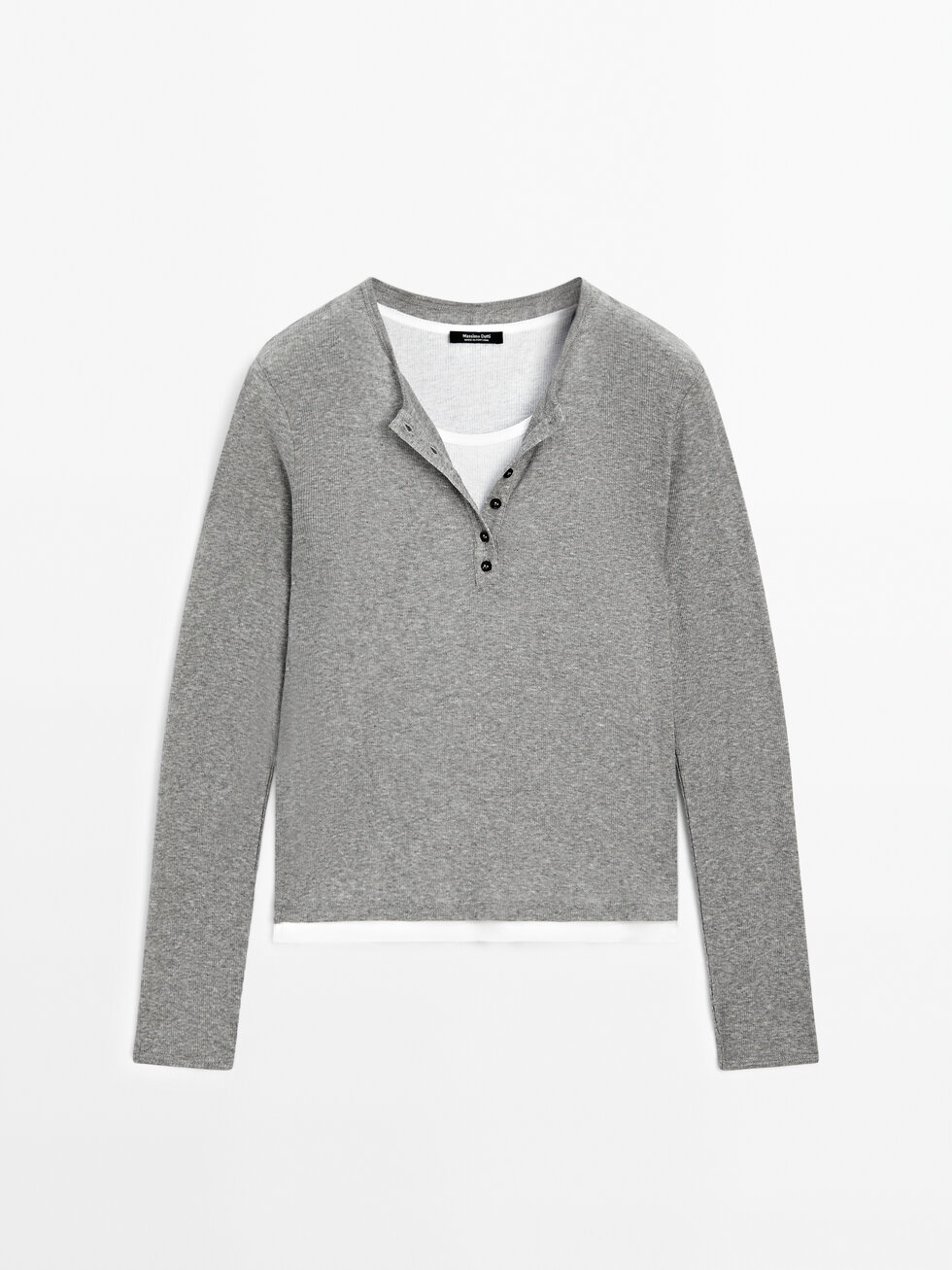 Double collar T-shirt with buttons