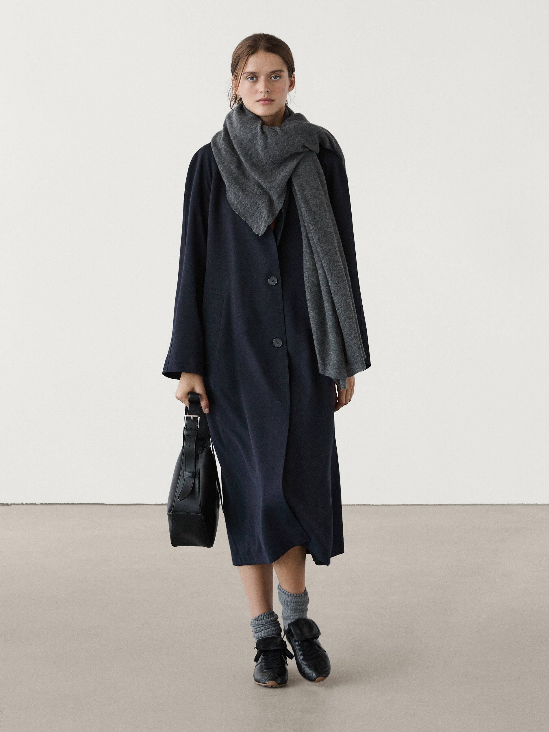 Foulard 100 % Cachemire Chiné - Gris - 01 - Massimo Dutti - Femme