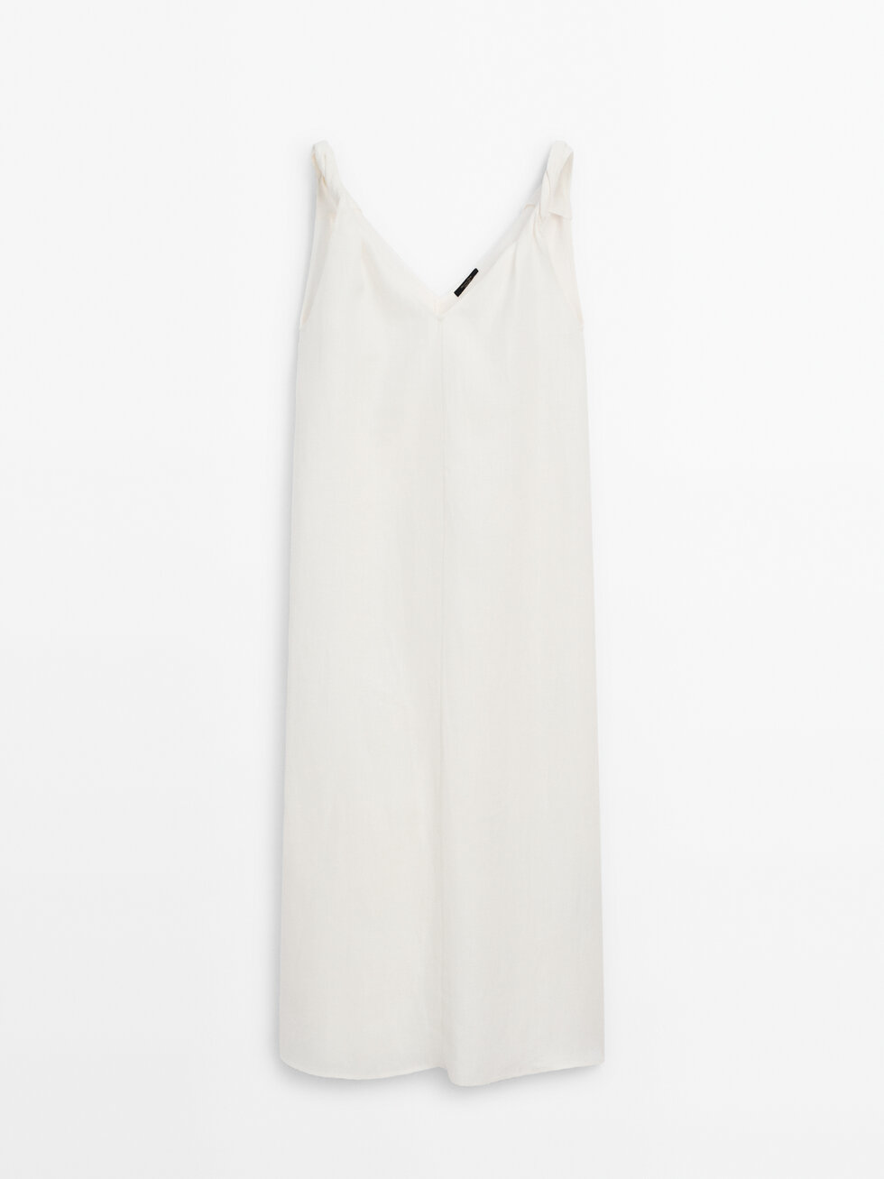Linen midi dress with strap details