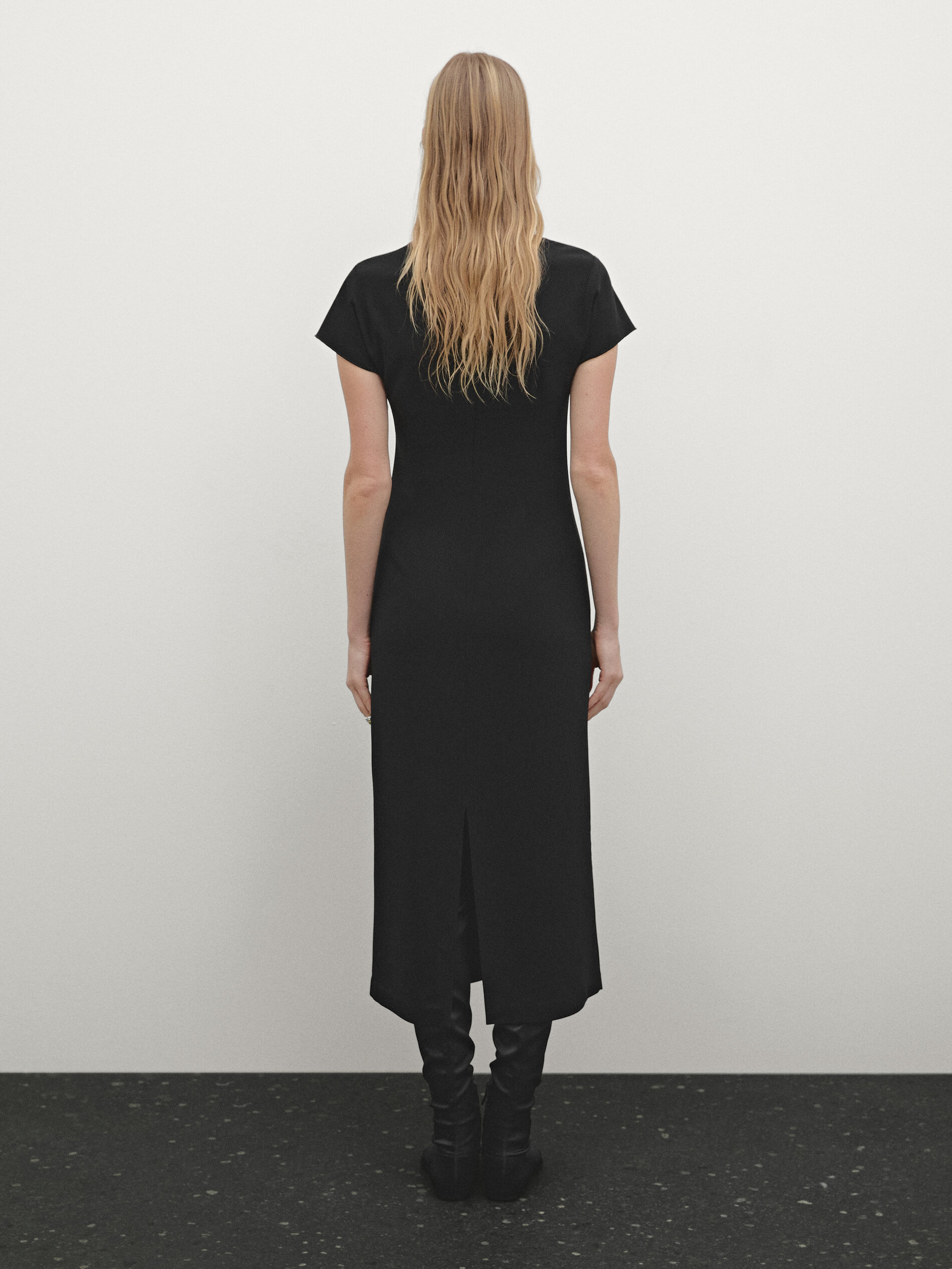 Vestito Midi In Crêpe - Nero - 34 (It 38) - Massimo Dutti - Femminile