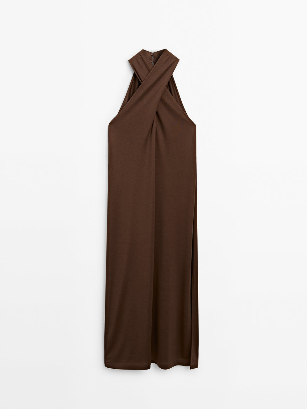 Robe midi portefeuille à encolure américaine