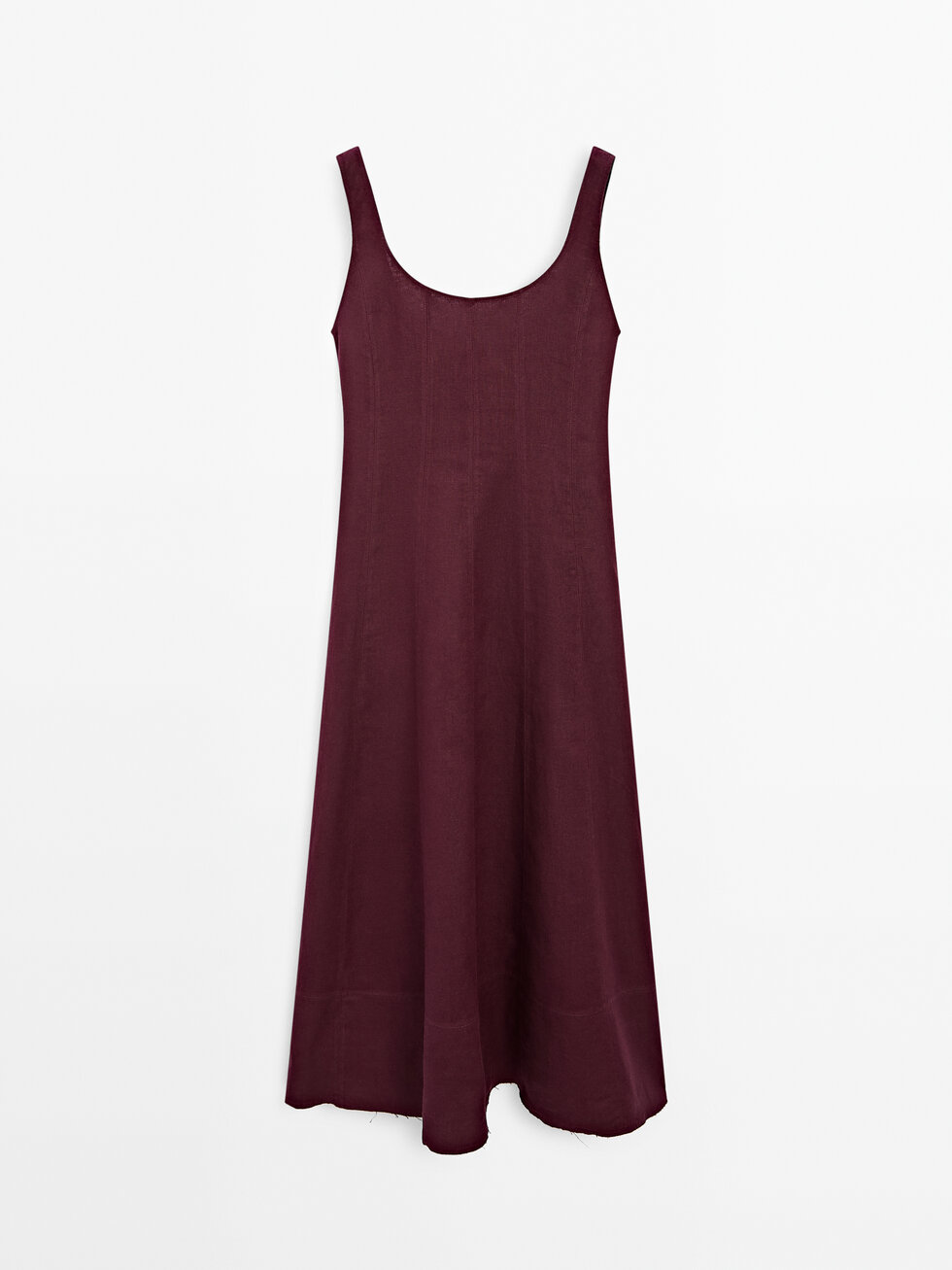 ★Massimo Dutti★ Long Strap Cotton Blend Dress Midi dress cotton blend straps · Maroon · Caps And Hats
