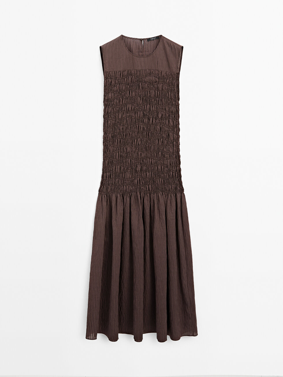 ★ Massimo Dutti★ Printed flounce midi dress 06636530717 Long printed halter neck flounce dress · Chocolate · Caps