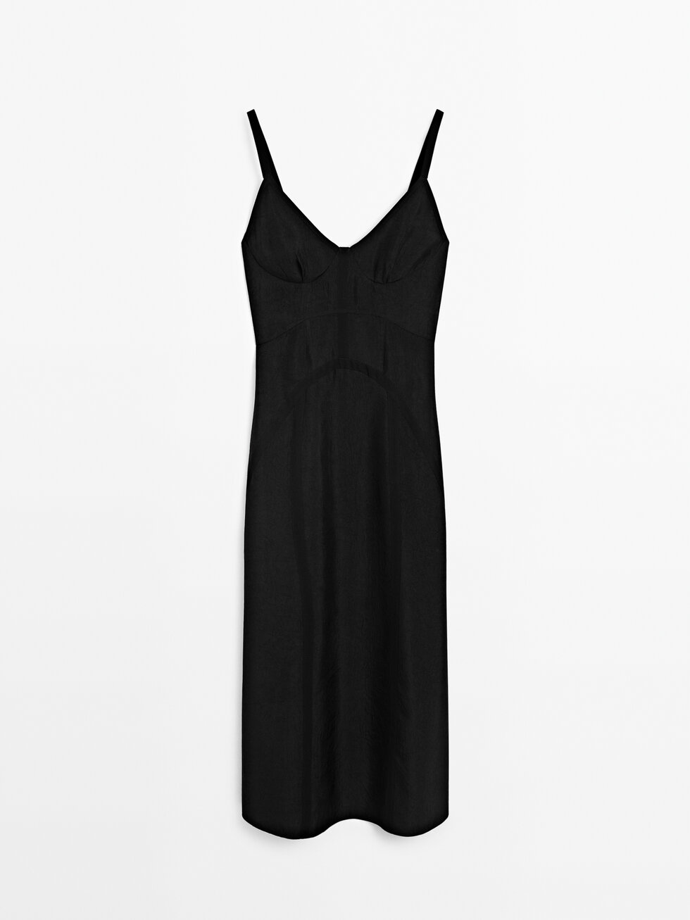 Vestido midi lencero detalle cortes