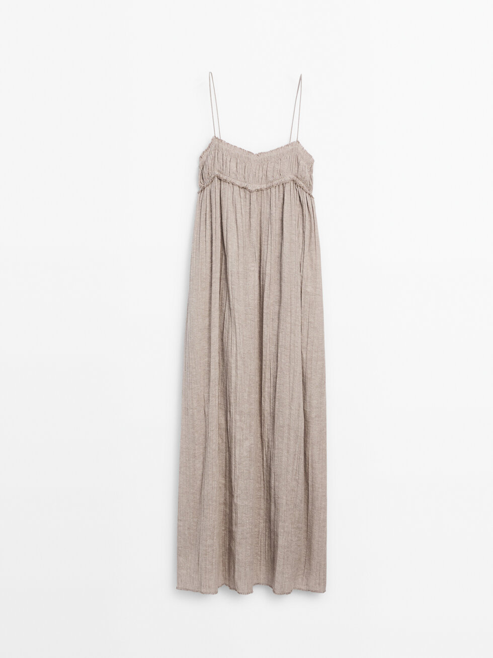 Robe midi gaufrée lin mélangé