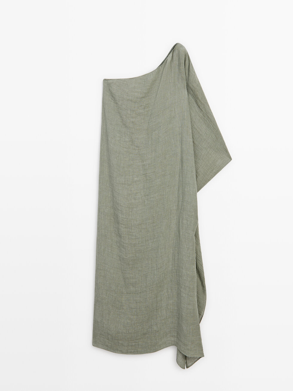 Robe longue en lin à encolure asymétrique