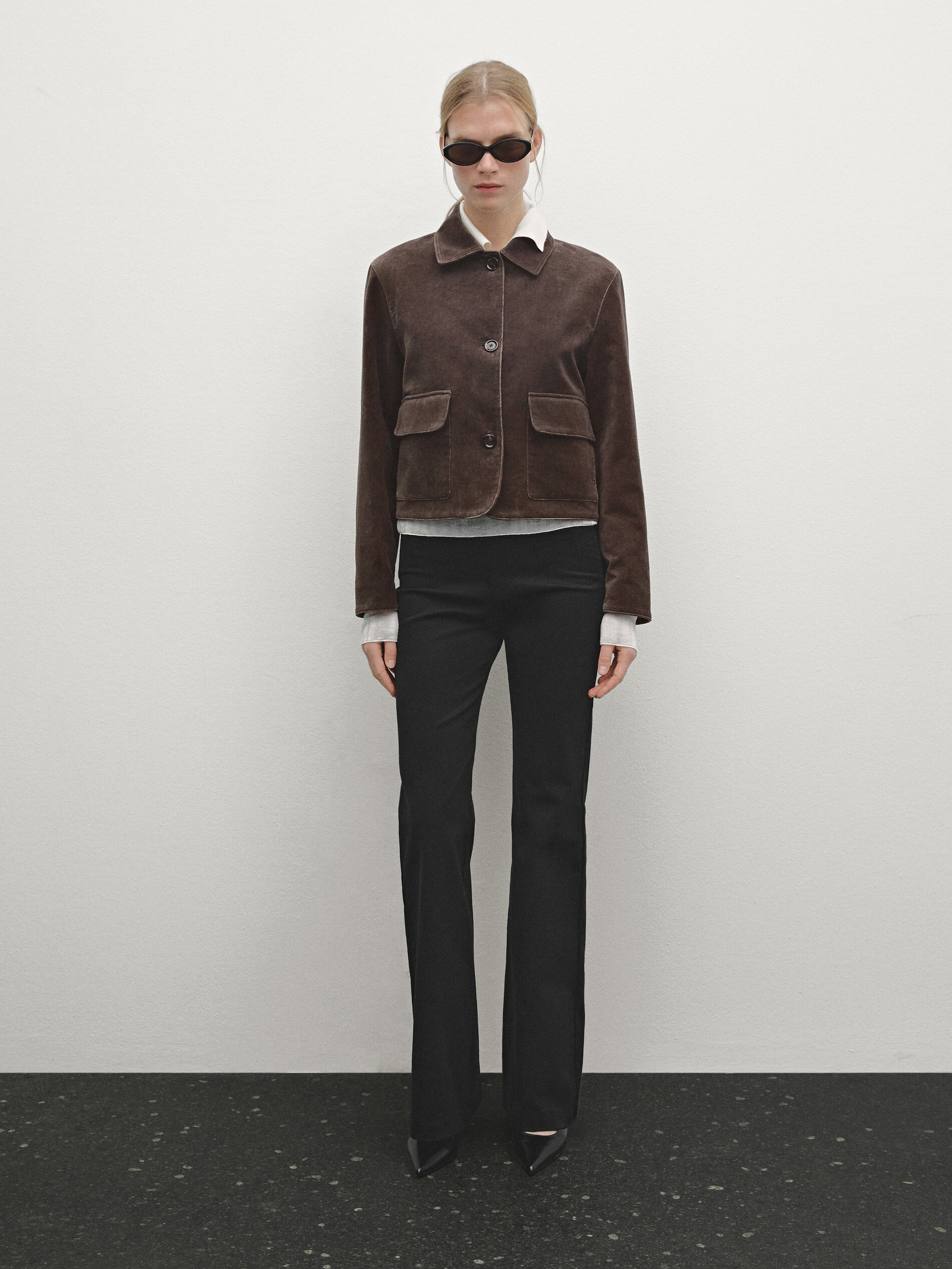 Veste En Velours 100 % Coton - Marron - M - Massimo Dutti - Femme