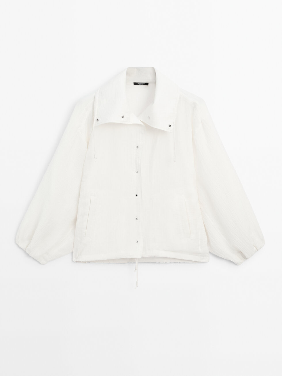 Flowing bomber jacket with voluminous detail