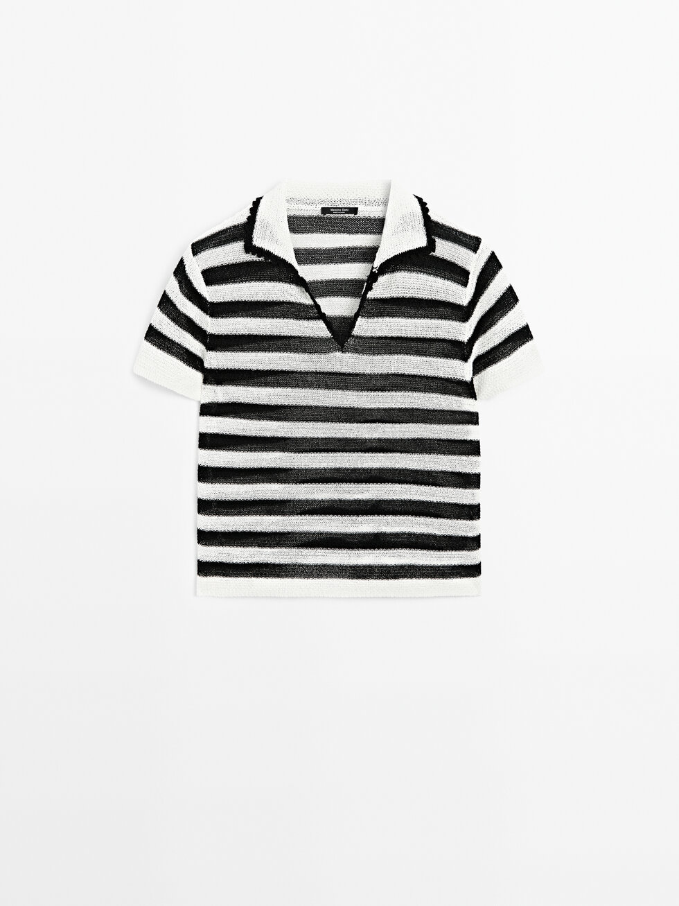 Striped cotton blend polo sweater