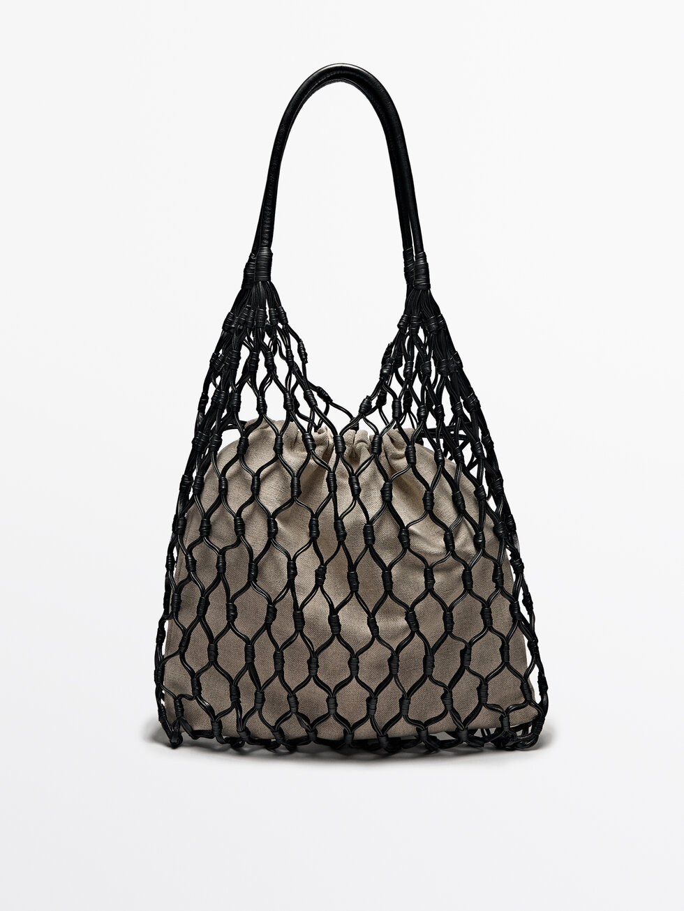 Leather mesh bag