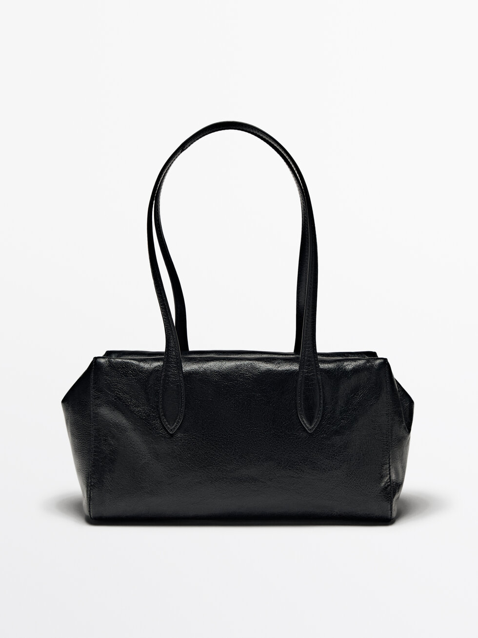 Crackled nappa satchel bag