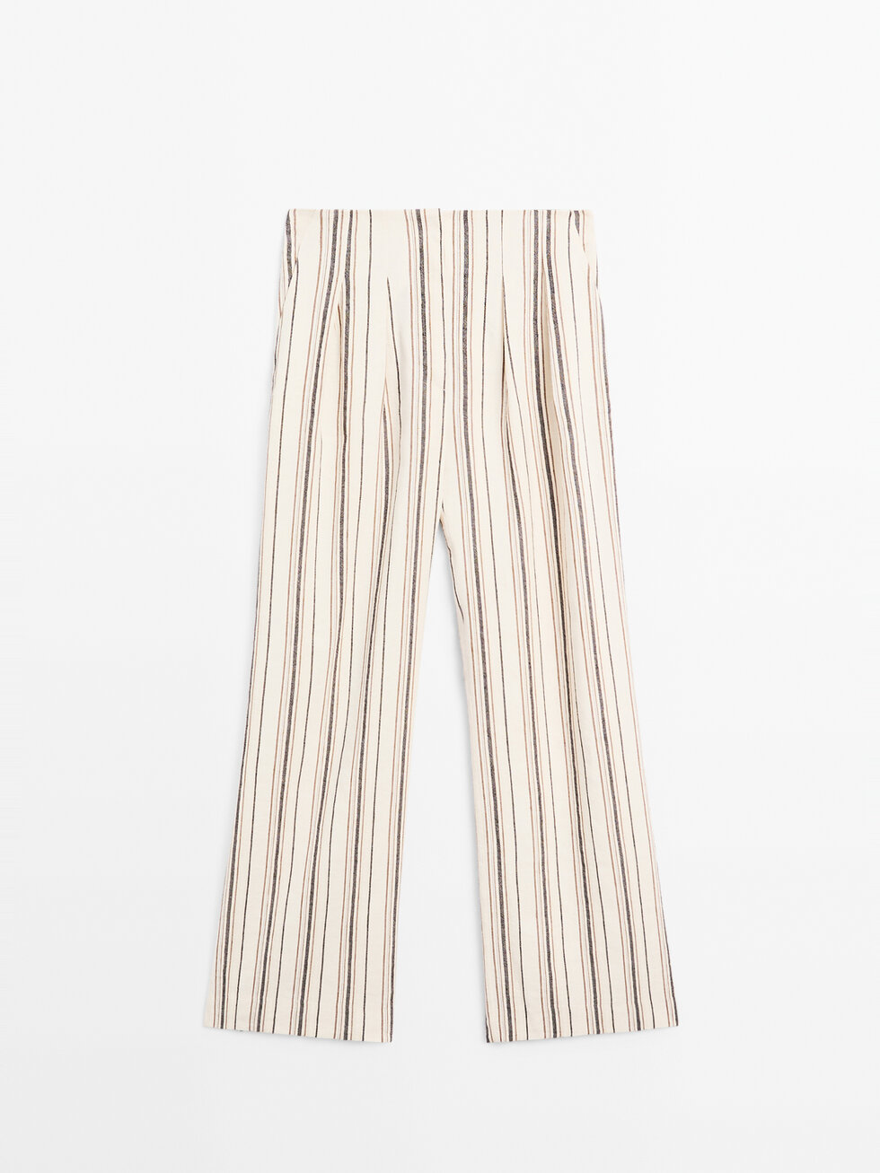 Striped flowing trousers with darts - Studio · Cream