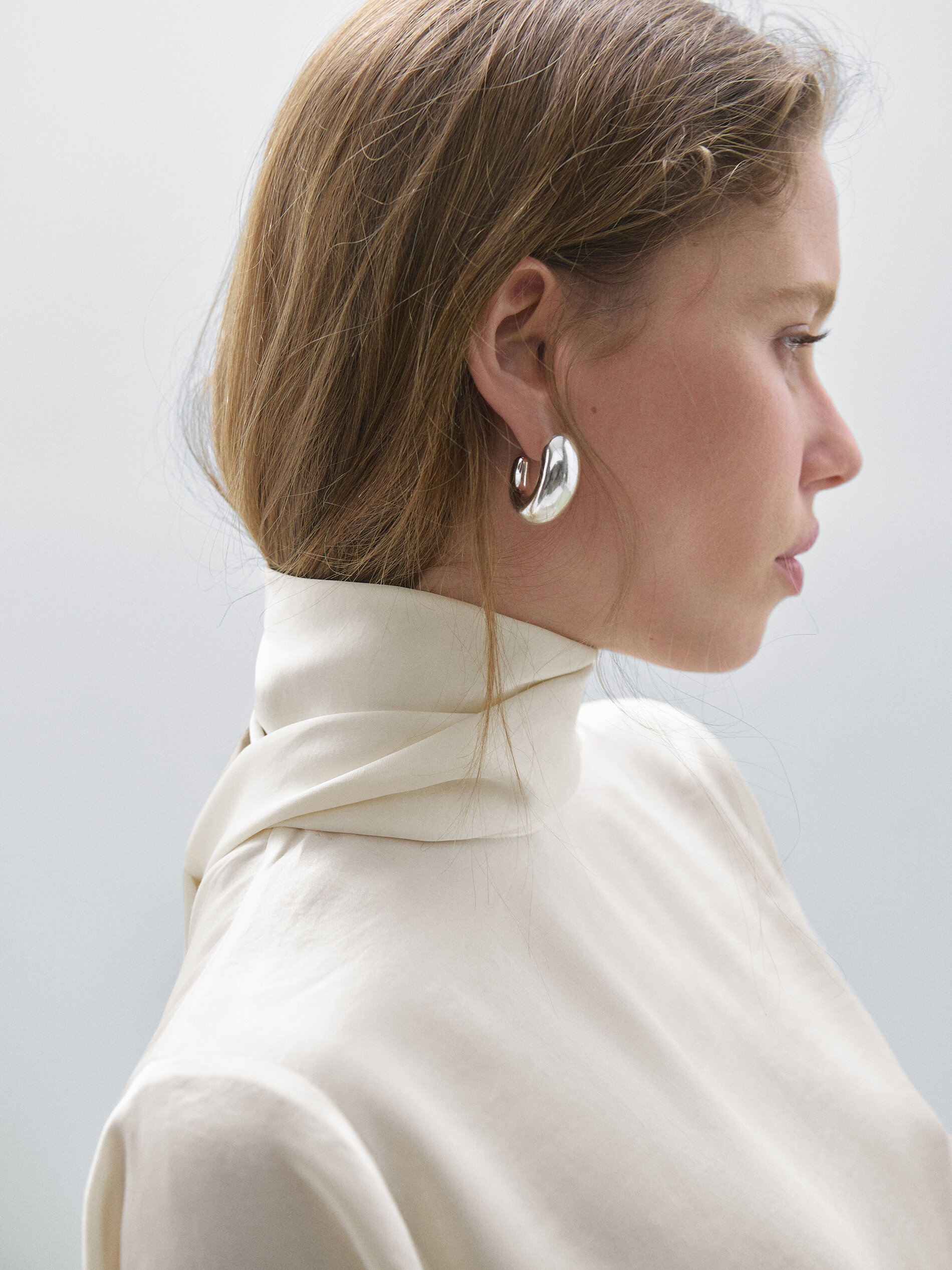 Chemisier Fluide À Décolleté Au Dos - Studio - Cru - M - Massimo Dutti - Femme