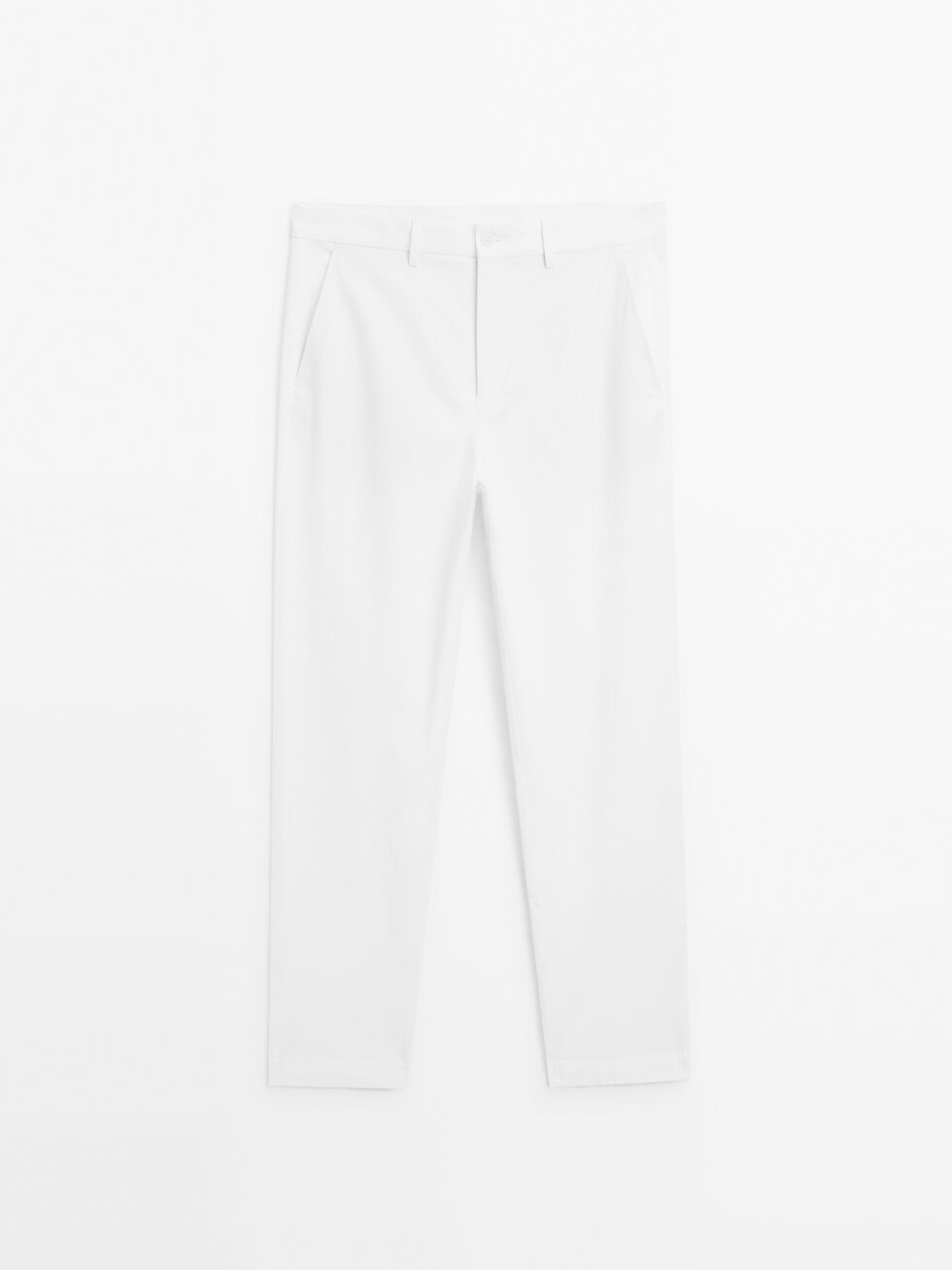 Straight-leg cotton blend trousers