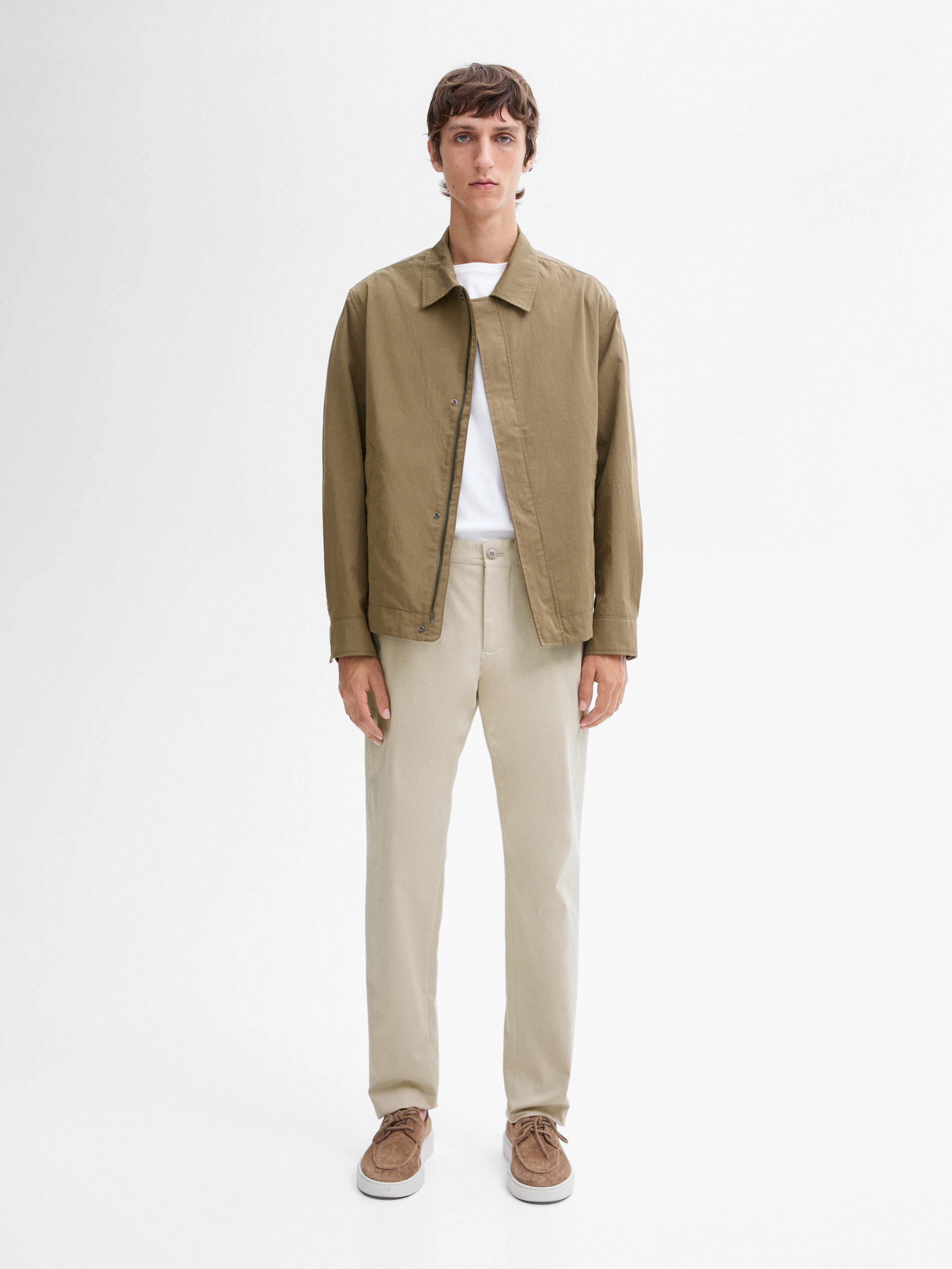 Pantalon Slim Avec Coton - Beige - 46 - Massimo Dutti - Homme