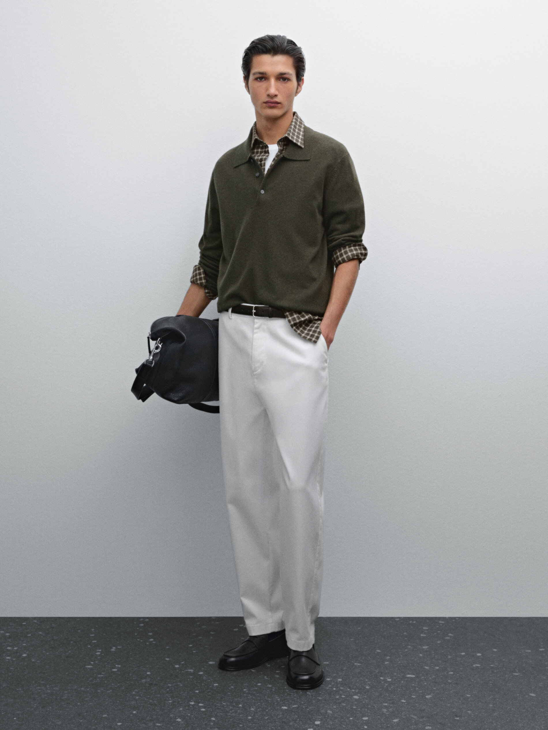 Pantalon Relaxed Cropped En Coton Mélangé - Cru - 42 - Massimo Dutti - Homme