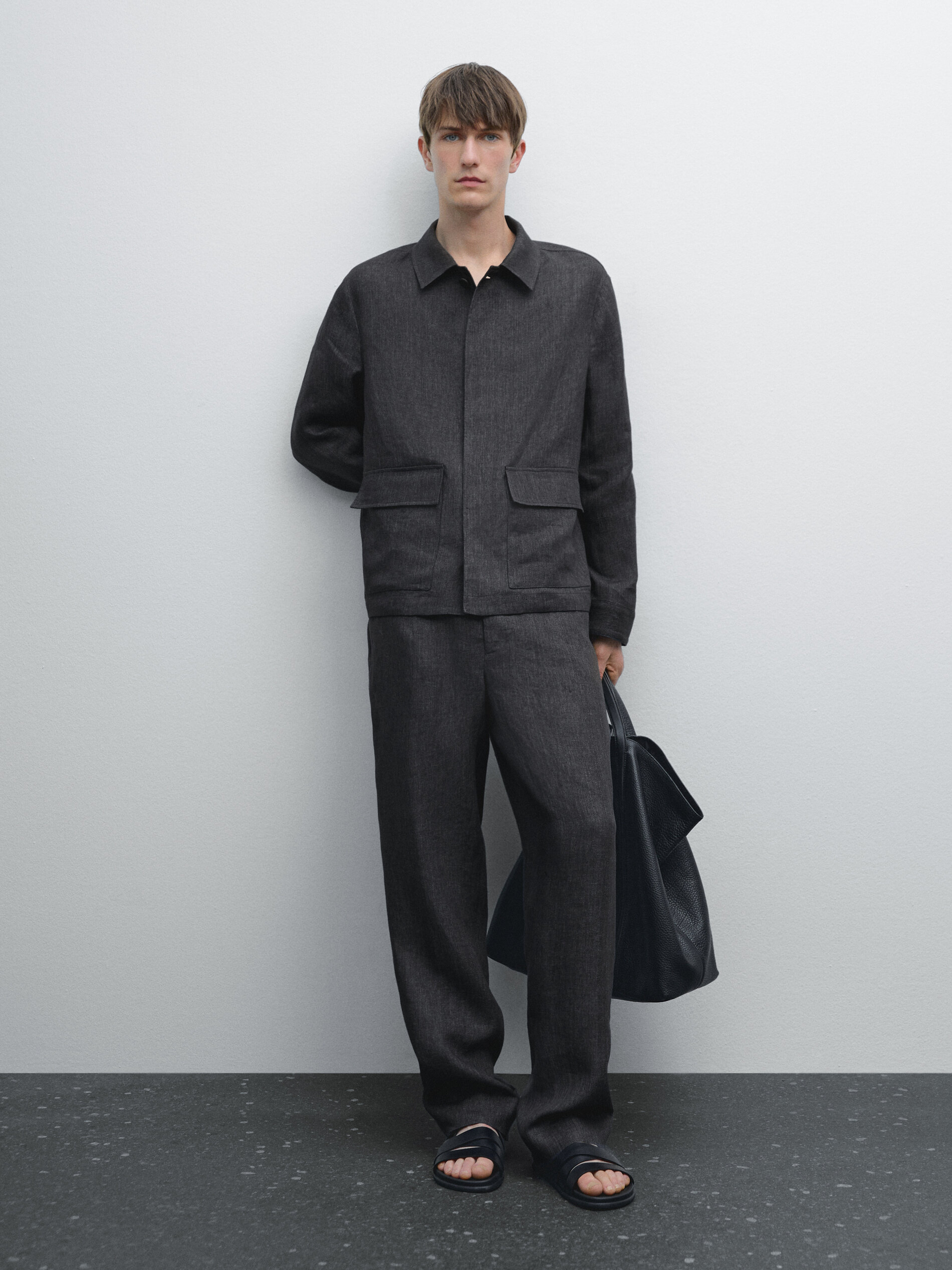 Pantalon Délavé 100 % Lin - Bleu Vigoré - 44 - Massimo Dutti - Homme