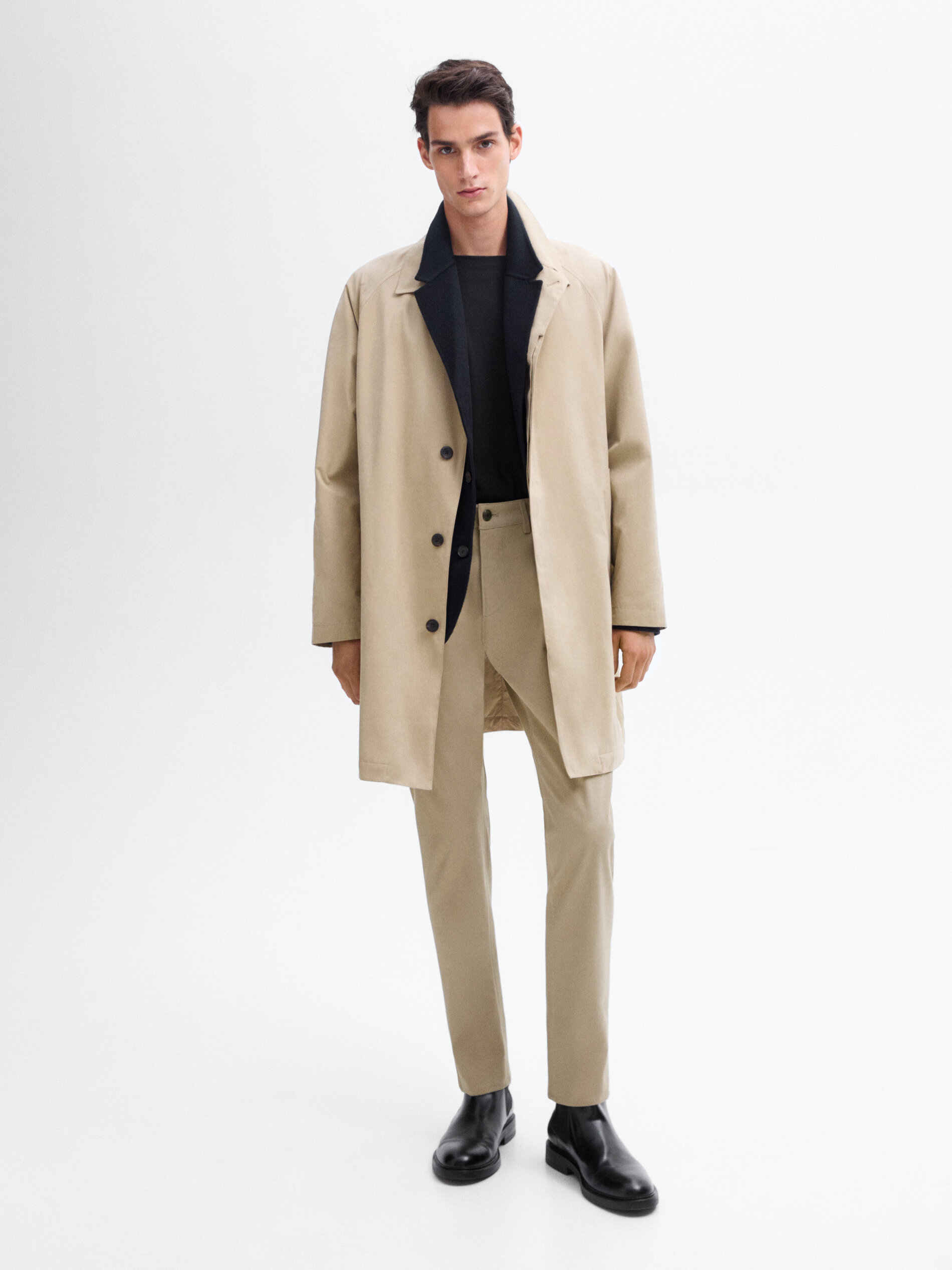 Pantalon Slim Avec Coton - Vison - 30 - Massimo Dutti - Homme