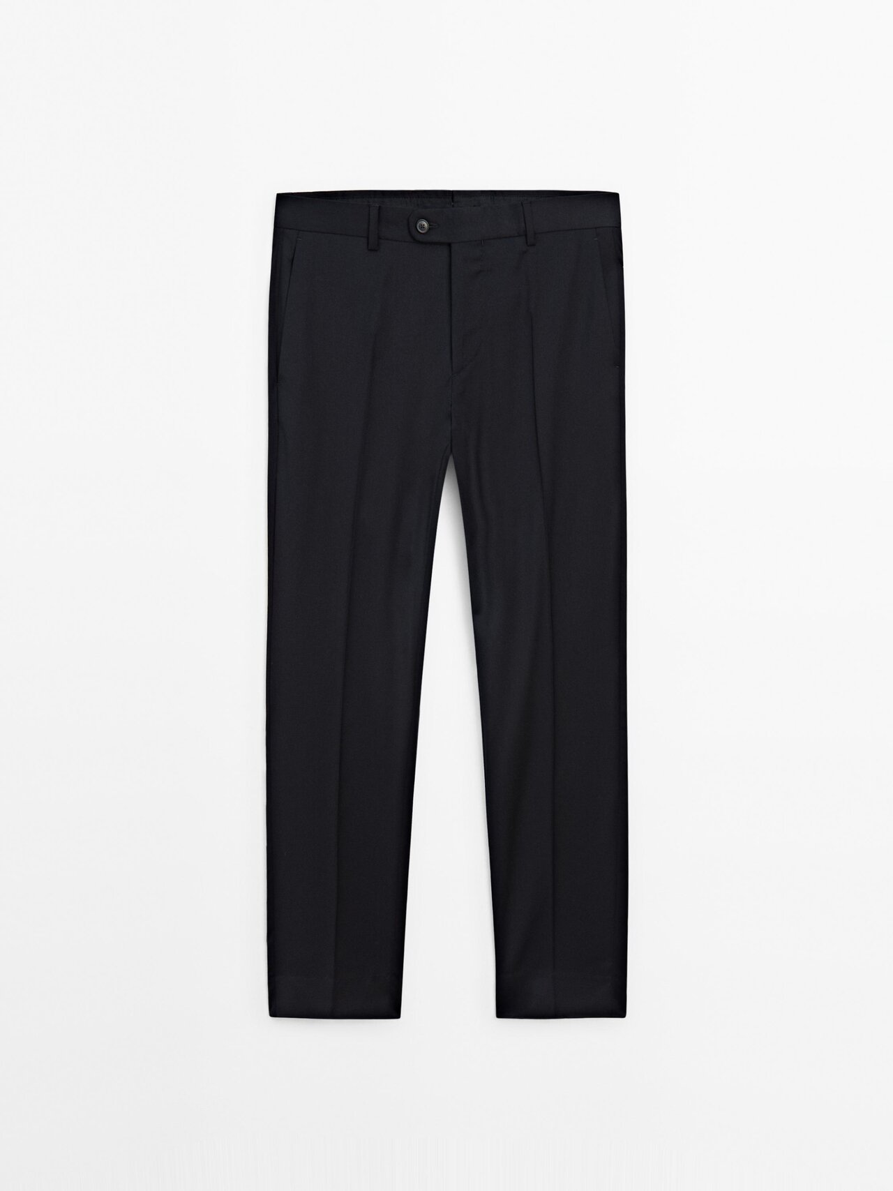 Massimo Dutti - Heren - Effen Wollen Kostuumpantalon - Marineblauw - 44