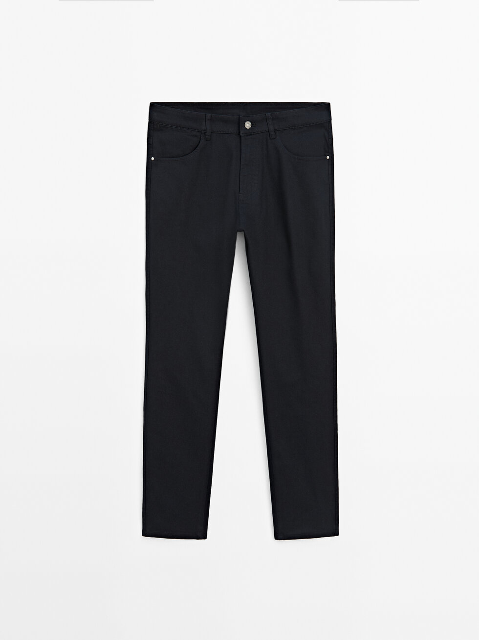 Cotton blend slim fit denim trousers