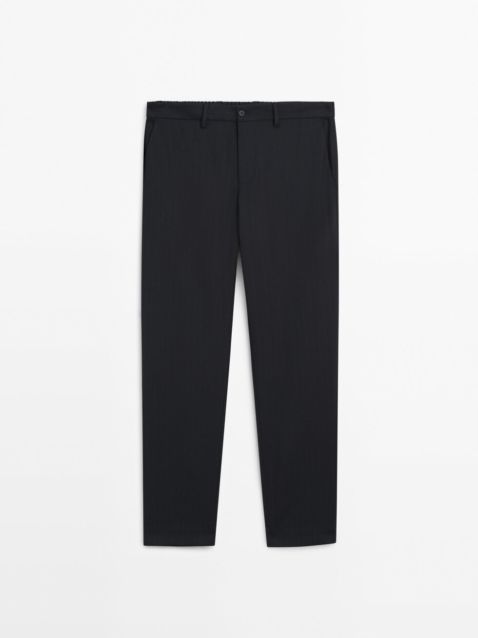 Regular fit striped wool blend trousers