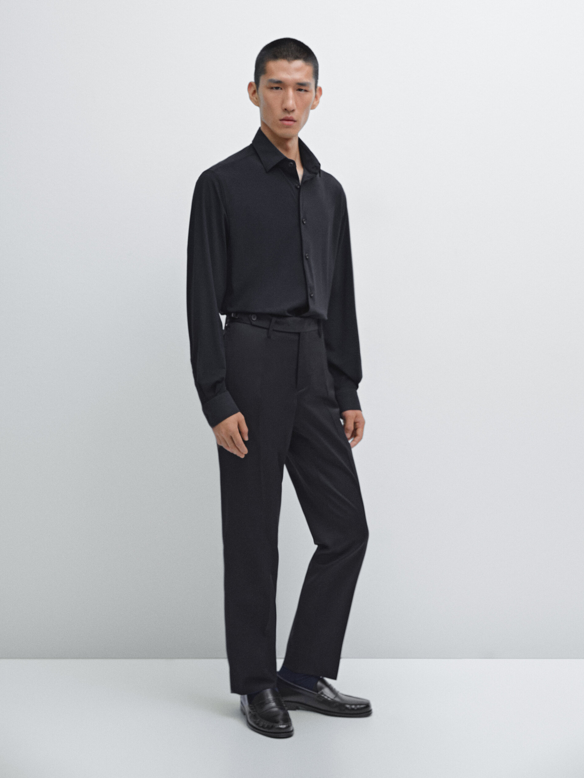 MASSIMO DUTTI ELEGANTE ANZUGHOSE AUS WOLLMISCHGEWEBE