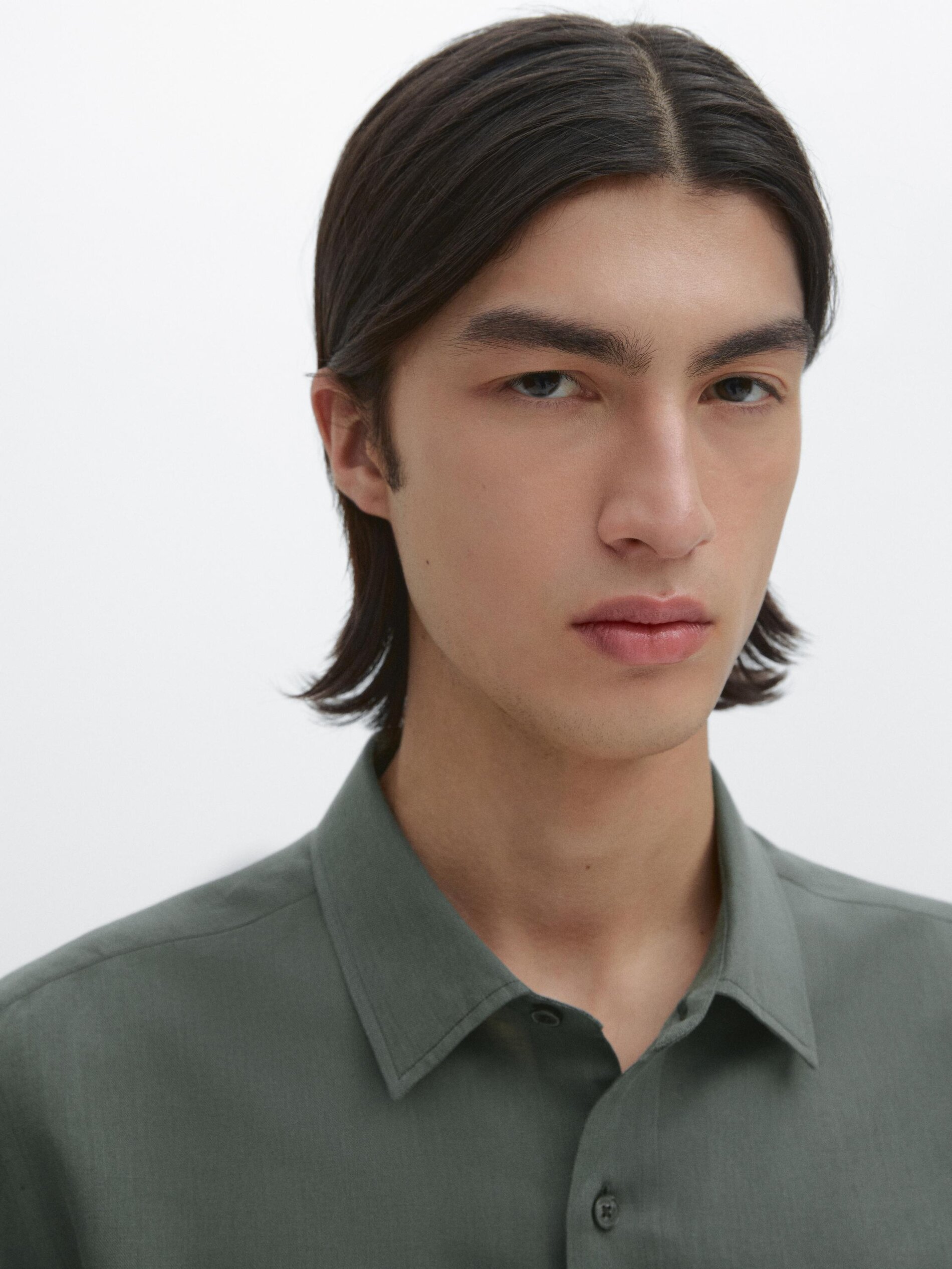 Chemise Regular Fit En Coton Mélangé - Vert - S - Massimo Dutti - Homme