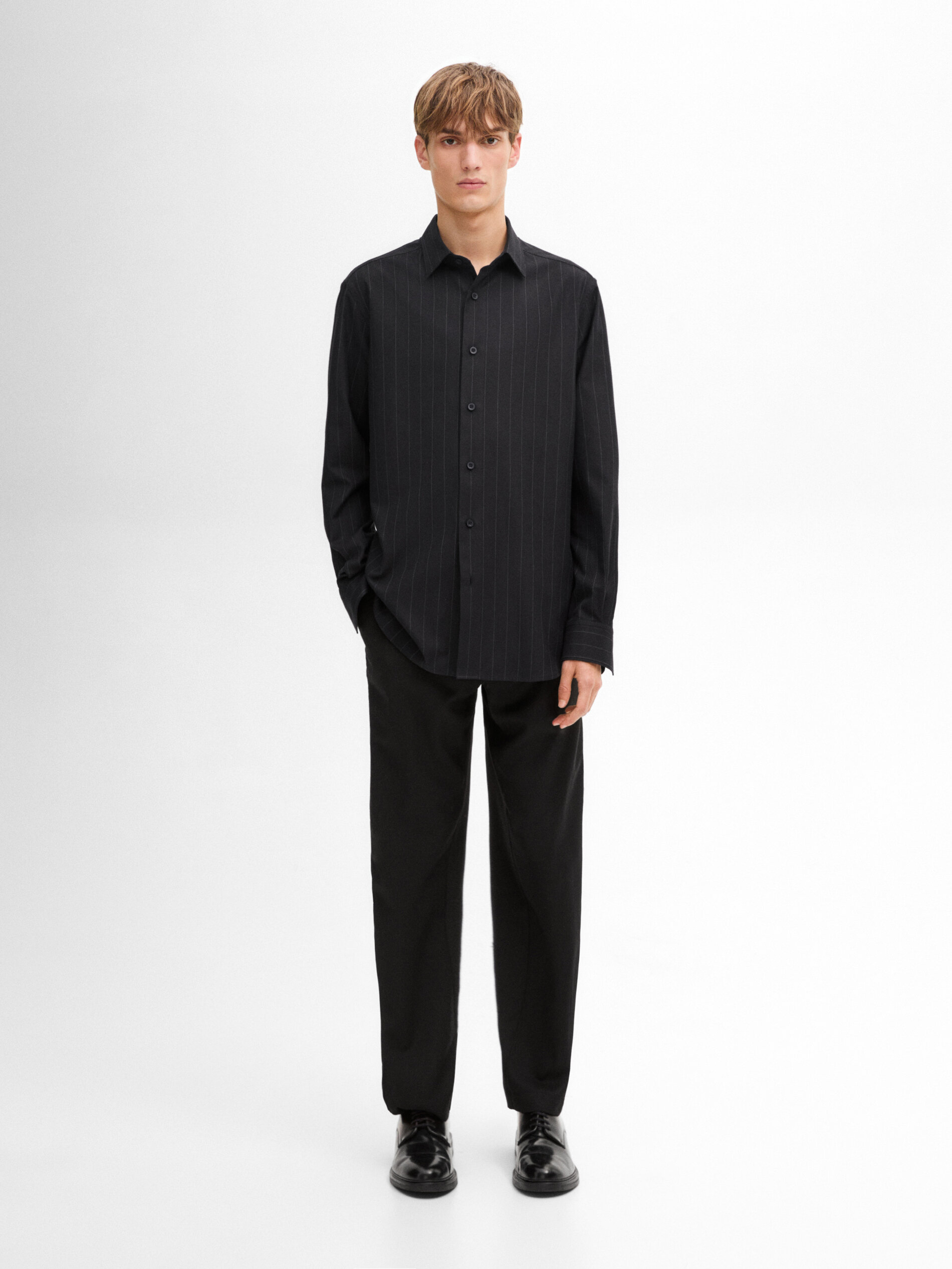 Chemise Twill À Rayures 100 % Coton - Bleu Marine - Xl - Massimo Dutti - Homme