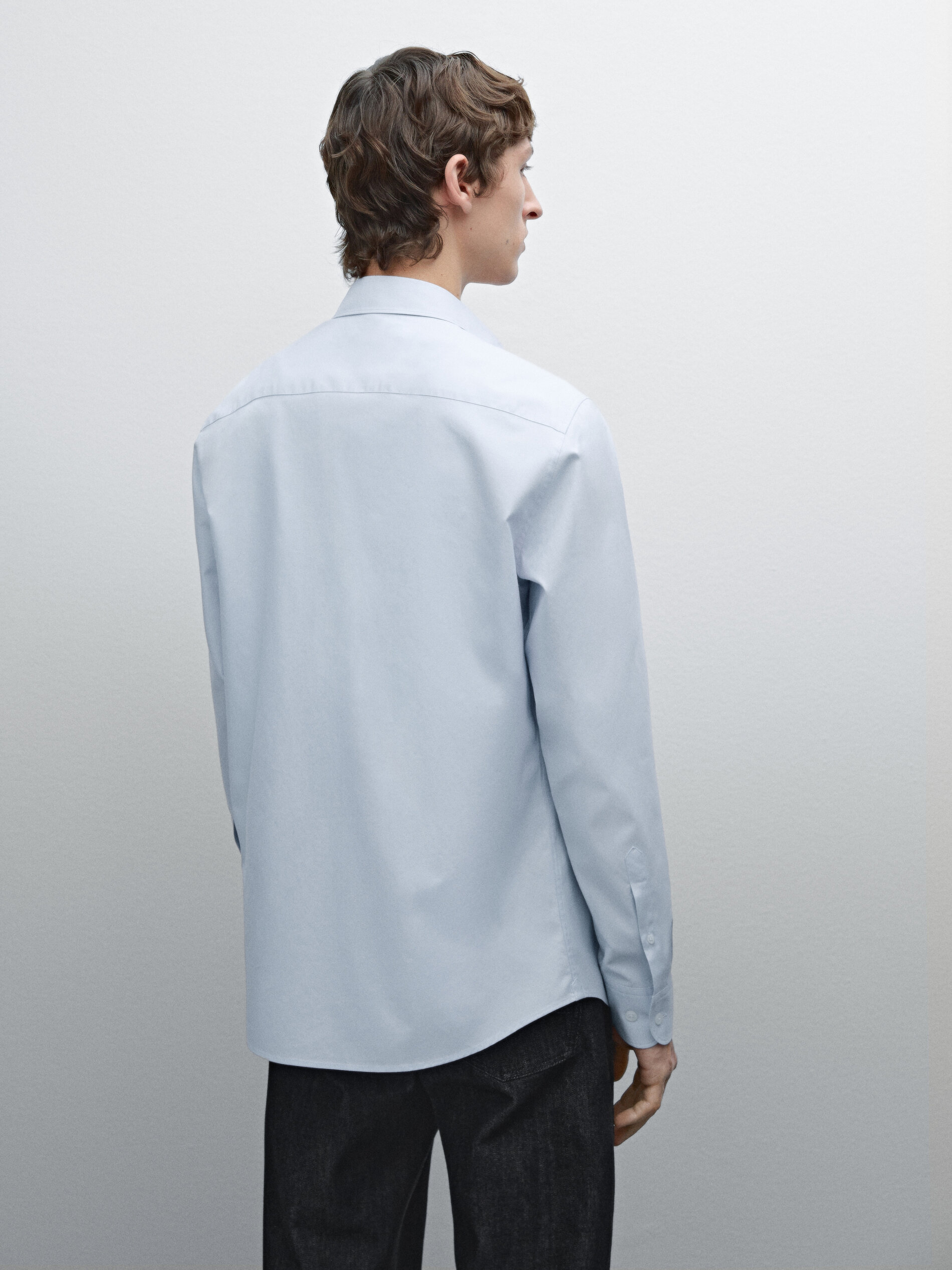 Chemise Regular Fit Serge 100 % Coton - Celeste - Xxl - Massimo Dutti - Homme