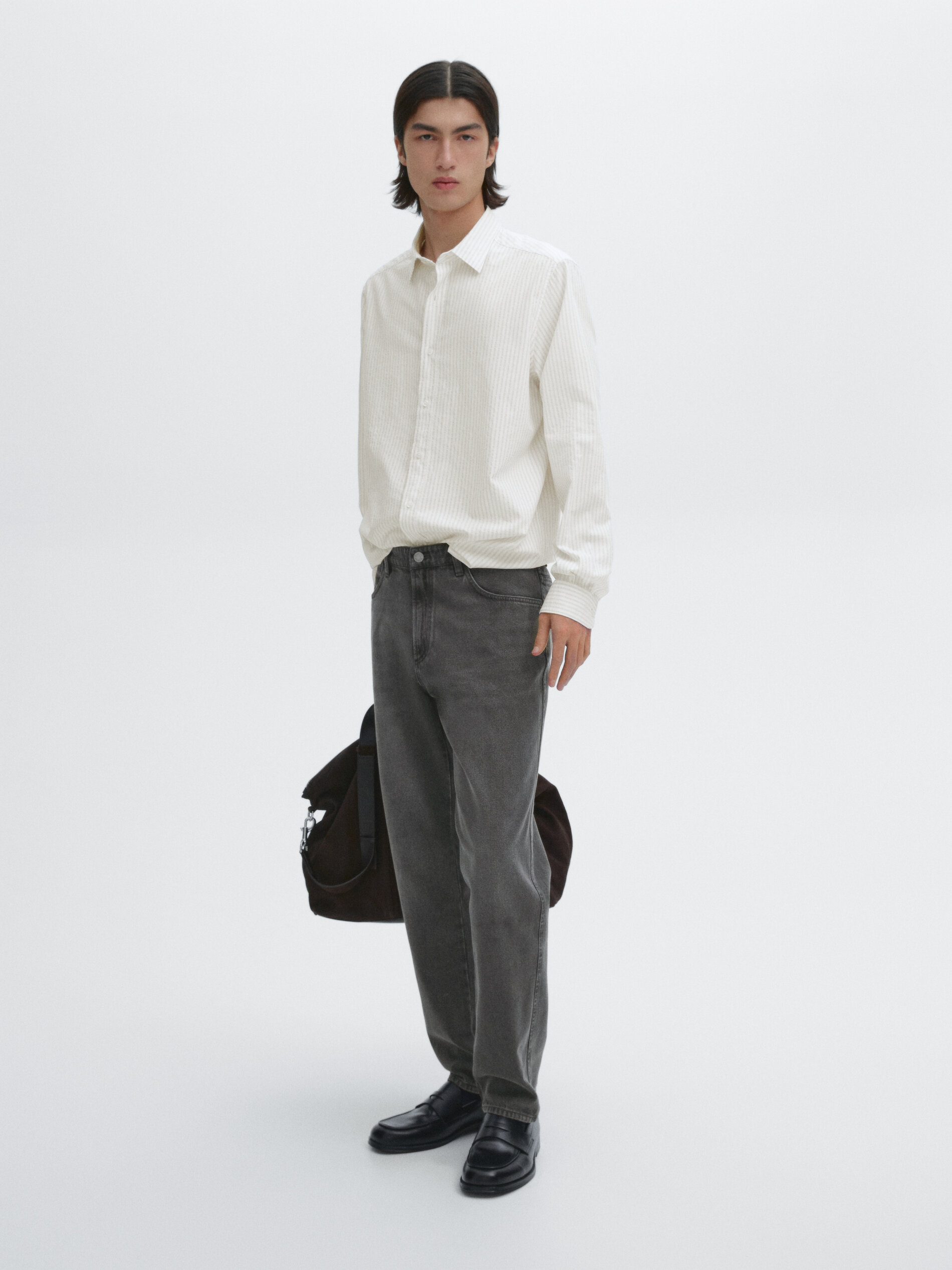 Chemise Regular Fit À Rayures En Coton - Beige - L - Massimo Dutti - Homme